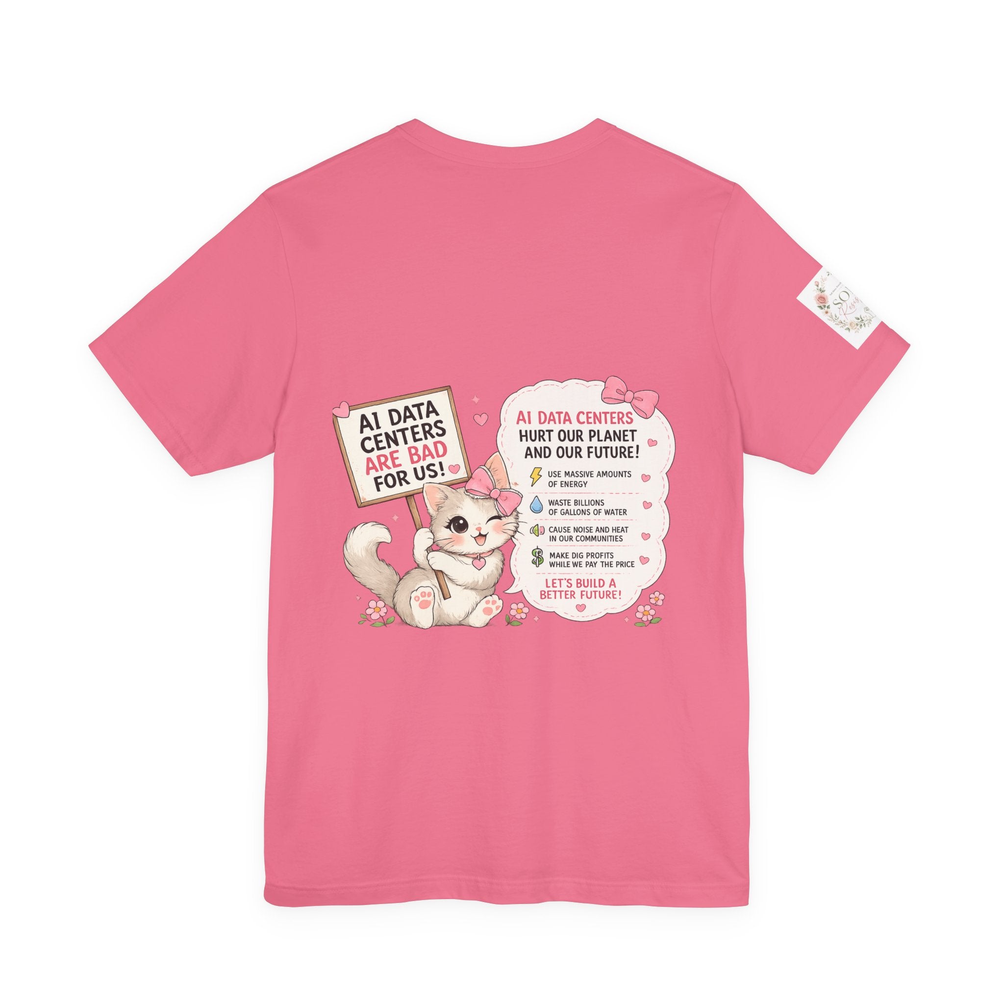 Kitty Resist AI Data Floral Tee — Feminine 'Resist' Graphic T-Shirt