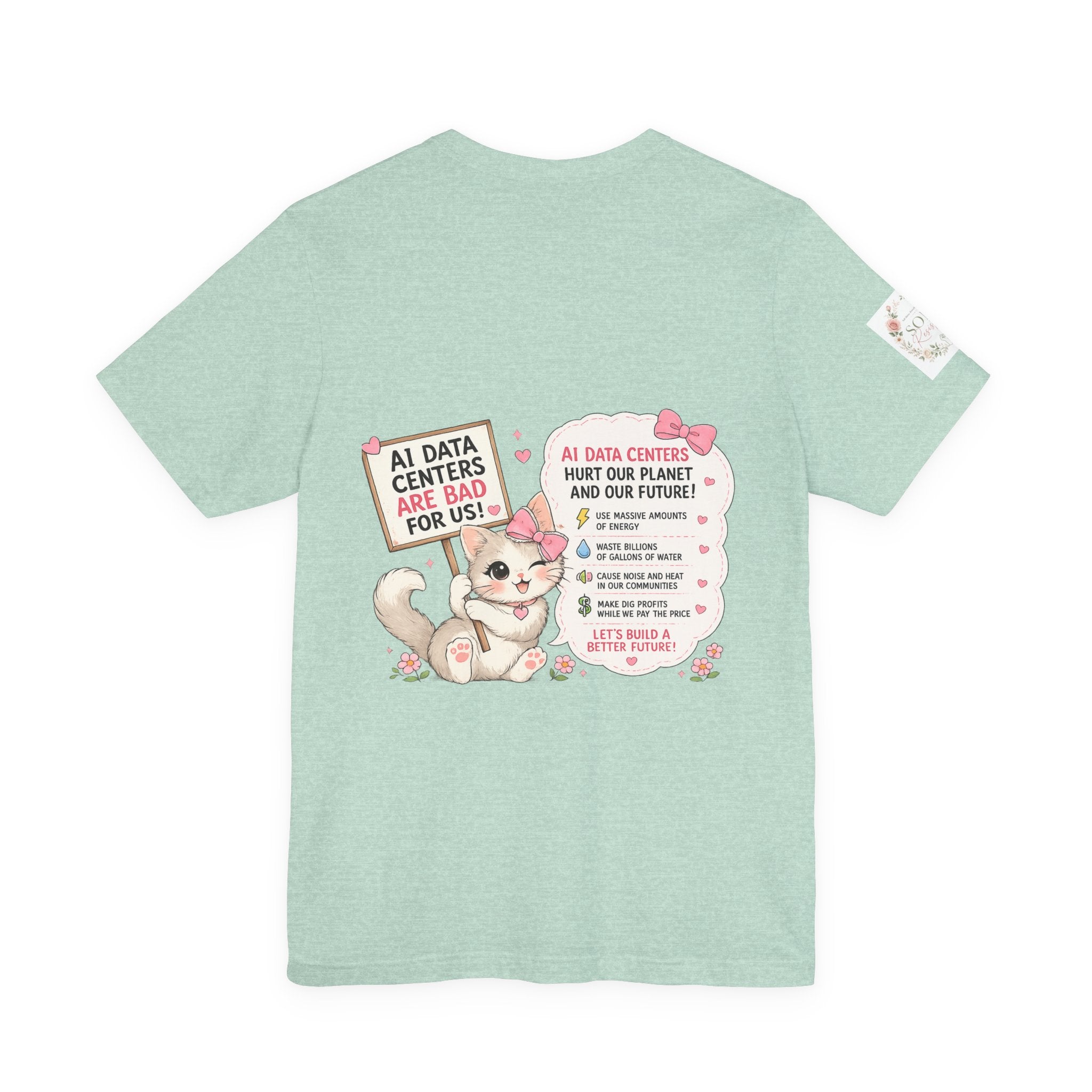 Kitty Resist AI Data Floral Tee — Feminine 'Resist' Graphic T-Shirt
