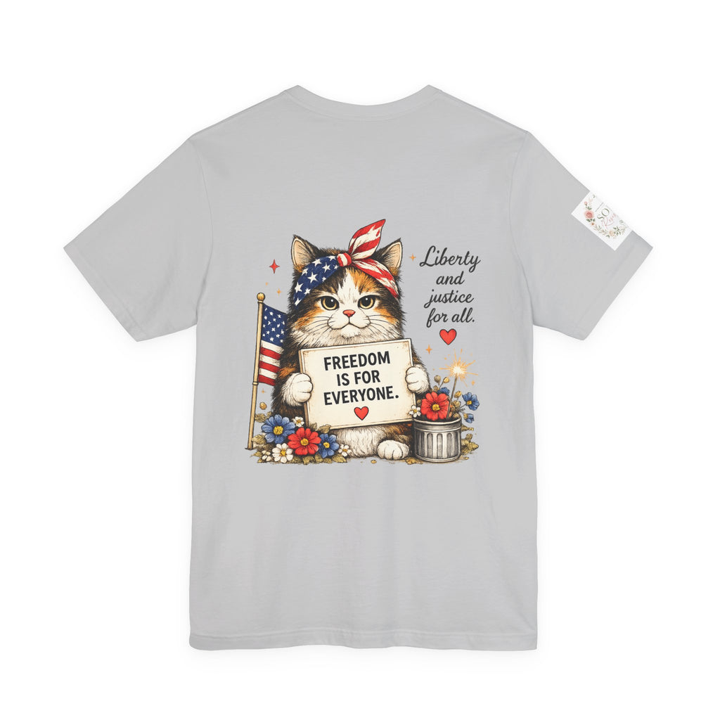 Grumpy Patriotic Kitty T-Shirt - "Freedom Is For Everyone"