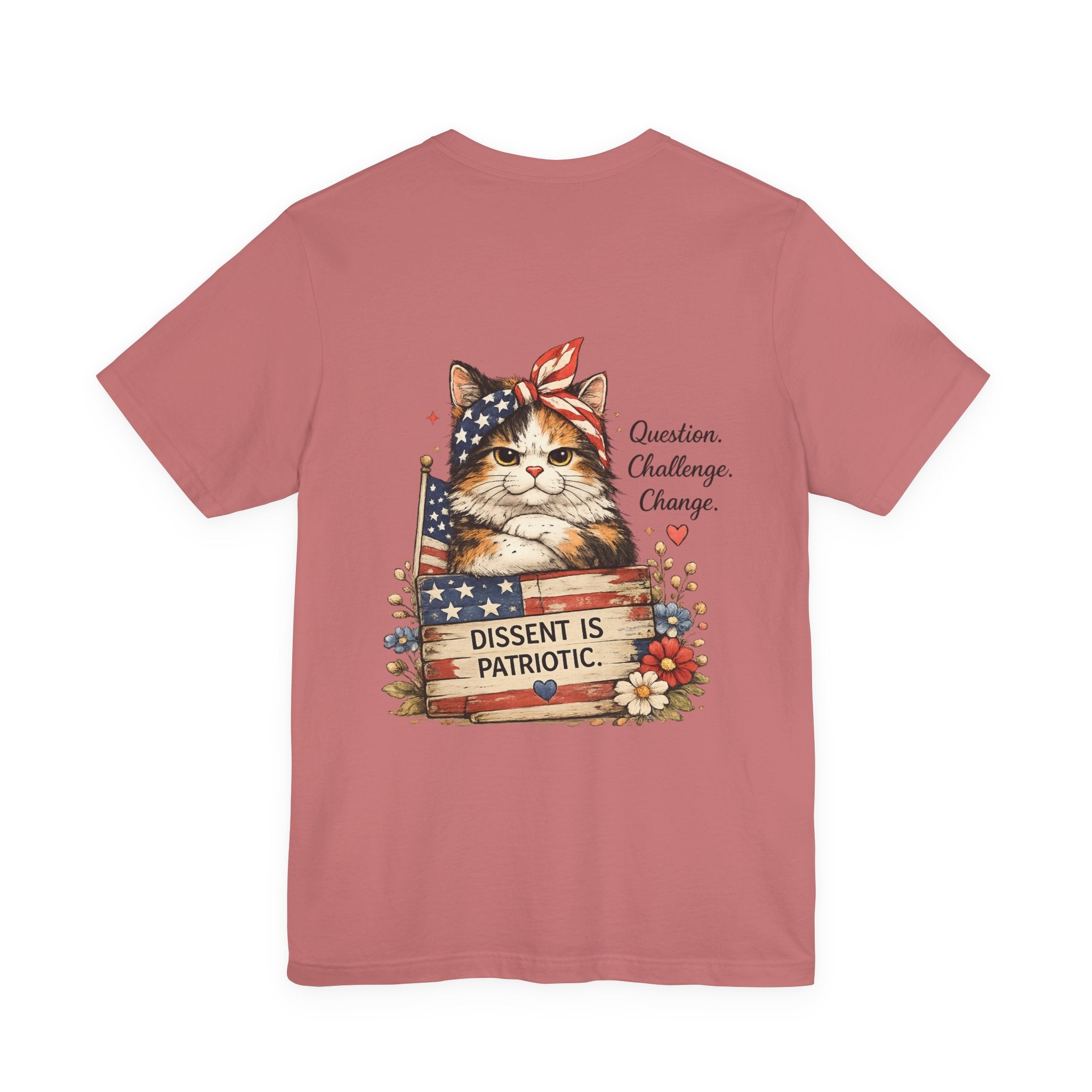 Dissent Is Patriotic Cat Tee — Patriotic Vintage Flag Cat Graphic T-Shirt