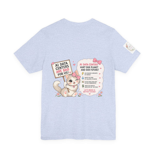 Kitty Resist AI Data Floral Tee — Feminine 'Resist' Graphic T-Shirt