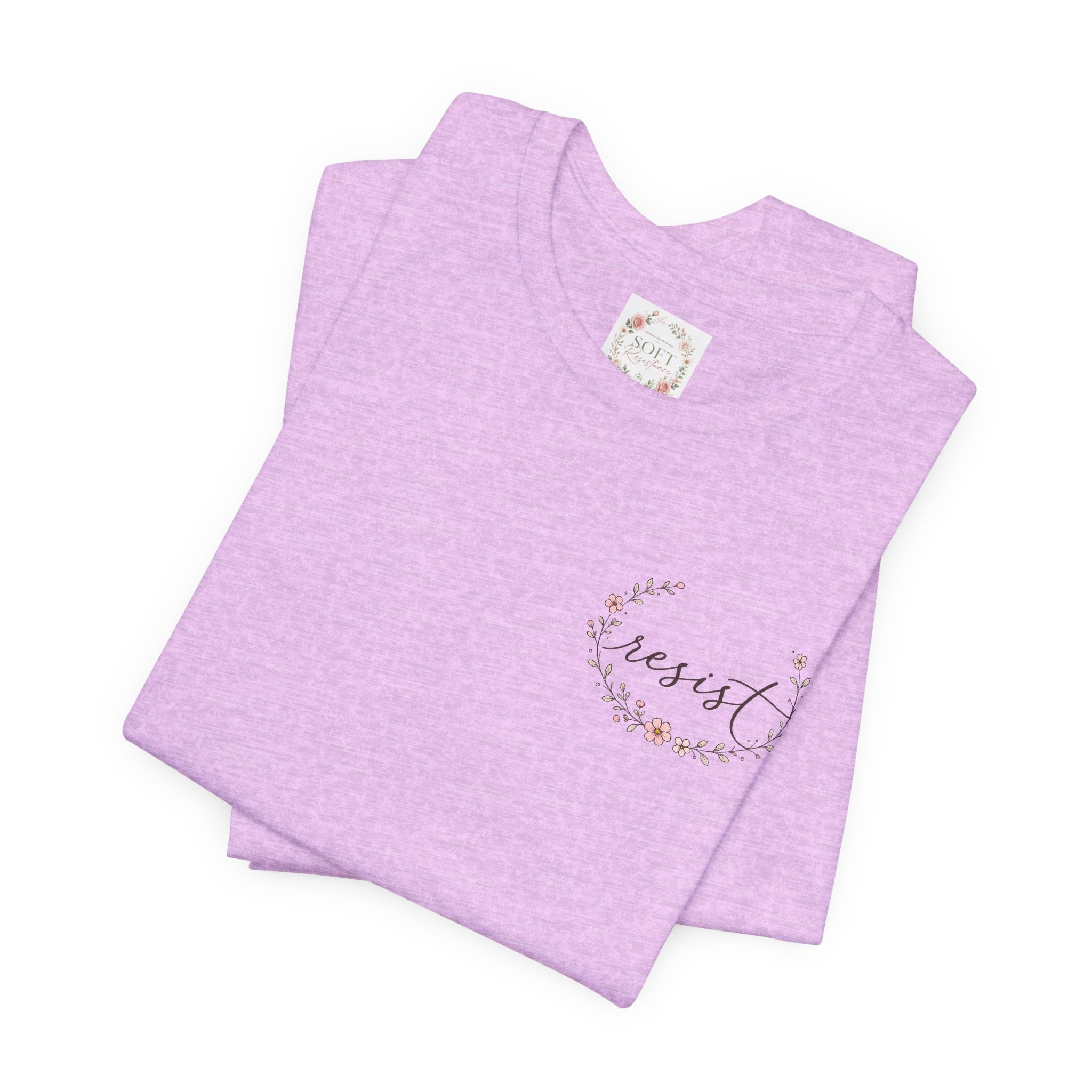Kitty Resist AI Data Floral Tee — Feminine 'Resist' Graphic T-Shirt