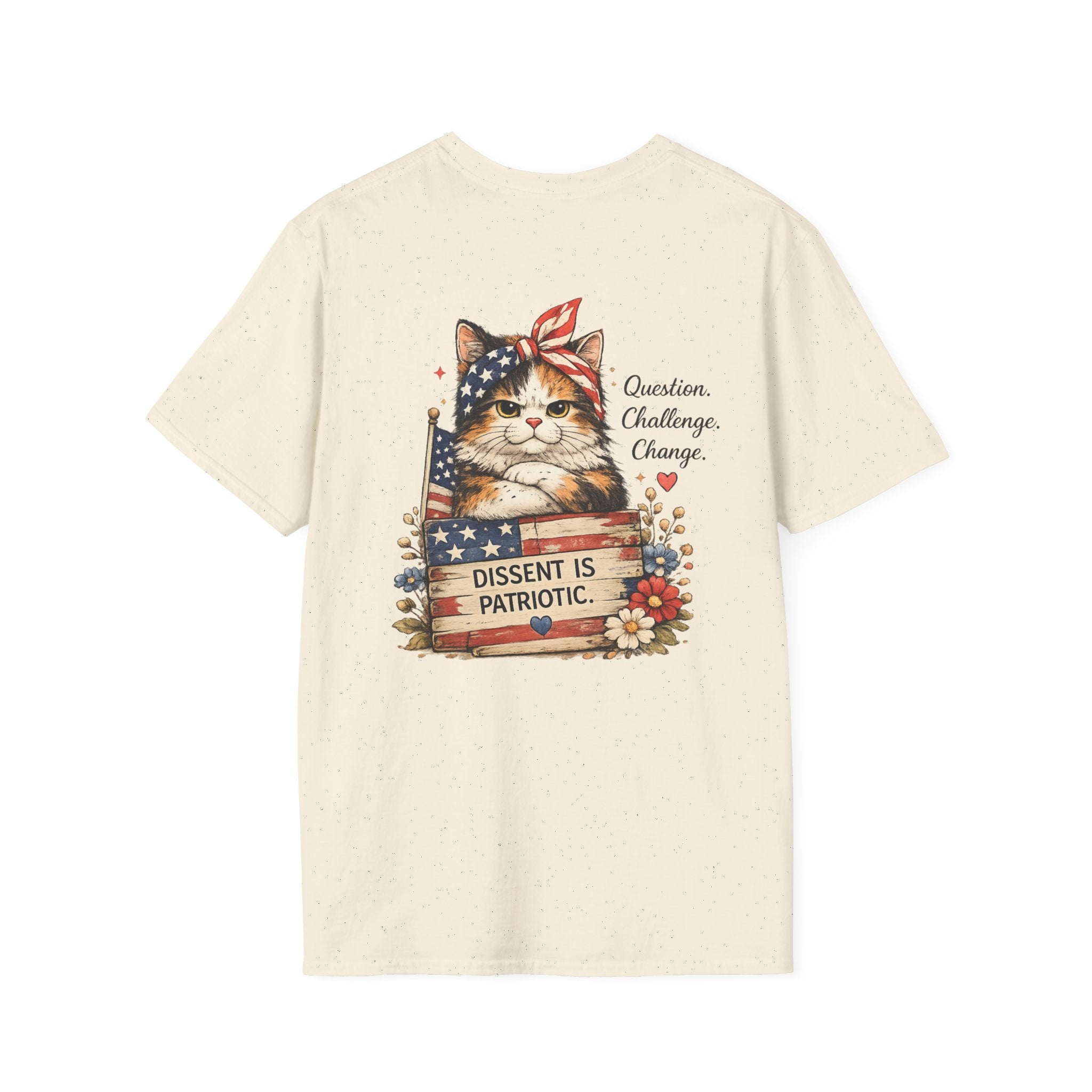 T-Shirt — "Dissent is Patriotic" Floral Minimalist Pocket Tee