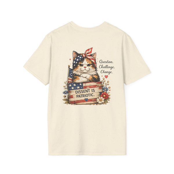 T-Shirt — "Dissent is Patriotic" Floral Minimalist Pocket Tee