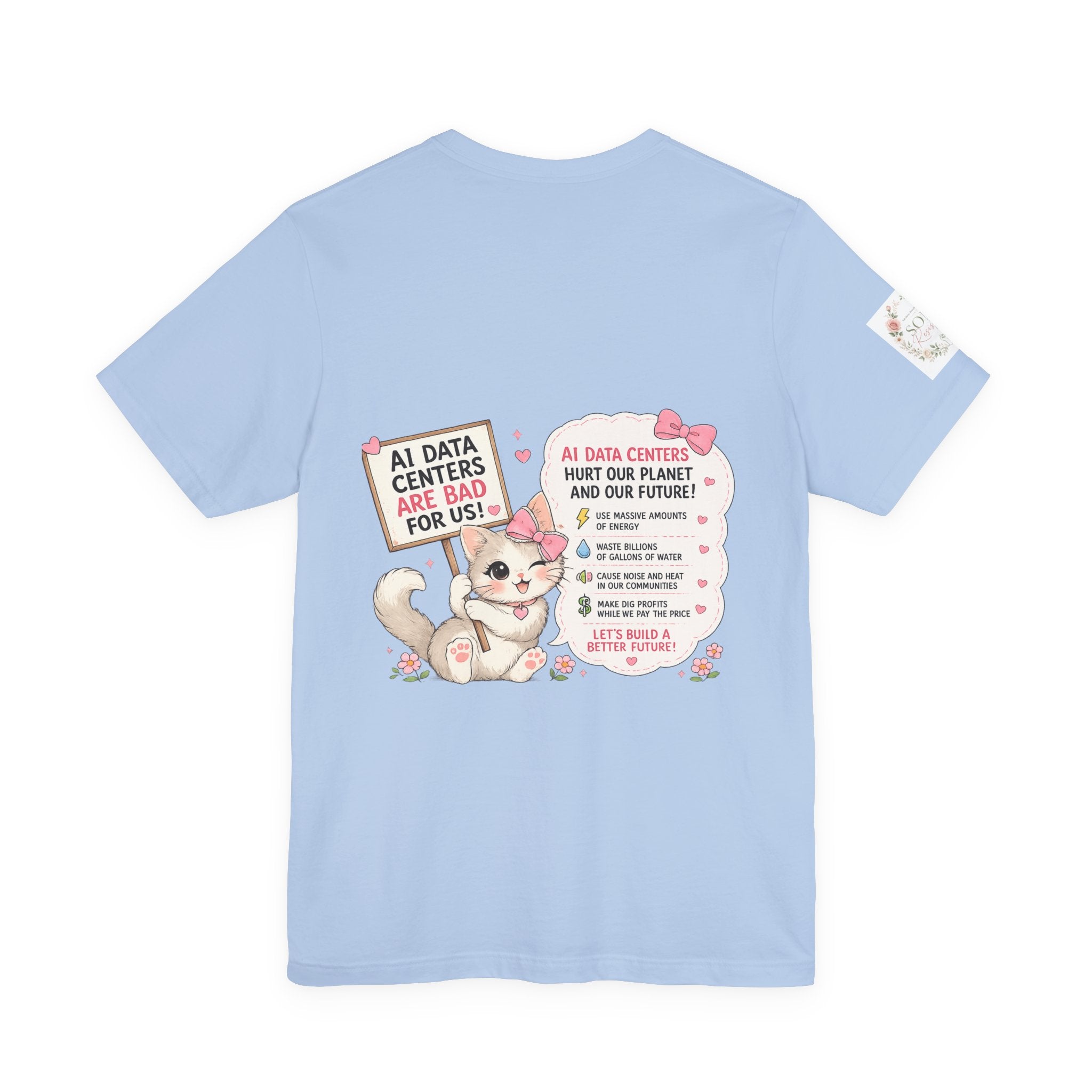 Kitty Resist AI Data Floral Tee — Feminine 'Resist' Graphic T-Shirt