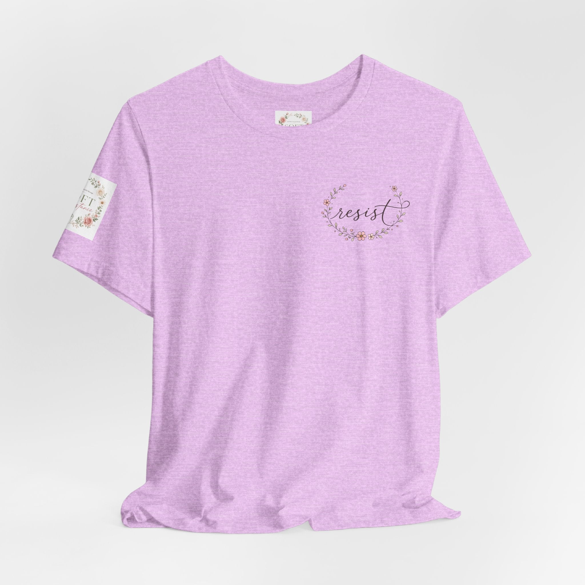 Kitty Resist AI Data Floral Tee — Feminine 'Resist' Graphic T-Shirt
