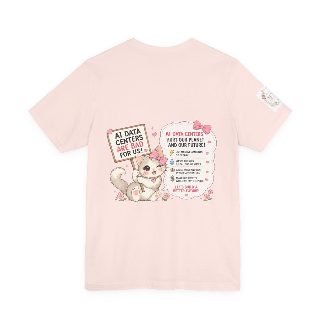 Kitty Resist AI Data Floral Tee — Feminine 'Resist' Graphic T-Shirt