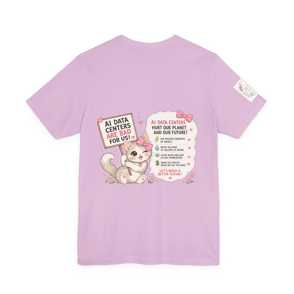 Kitty Resist AI Data Floral Tee — Feminine 'Resist' Graphic T-Shirt