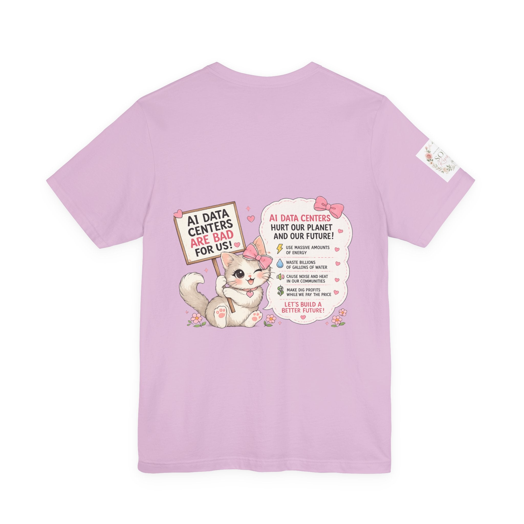 Kitty Resist AI Data Floral Tee — Feminine 'Resist' Graphic T-Shirt