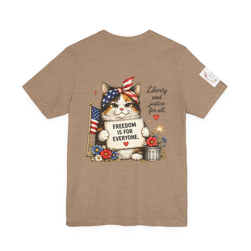Grumpy Patriotic Kitty T-Shirt - "Freedom Is For Everyone"