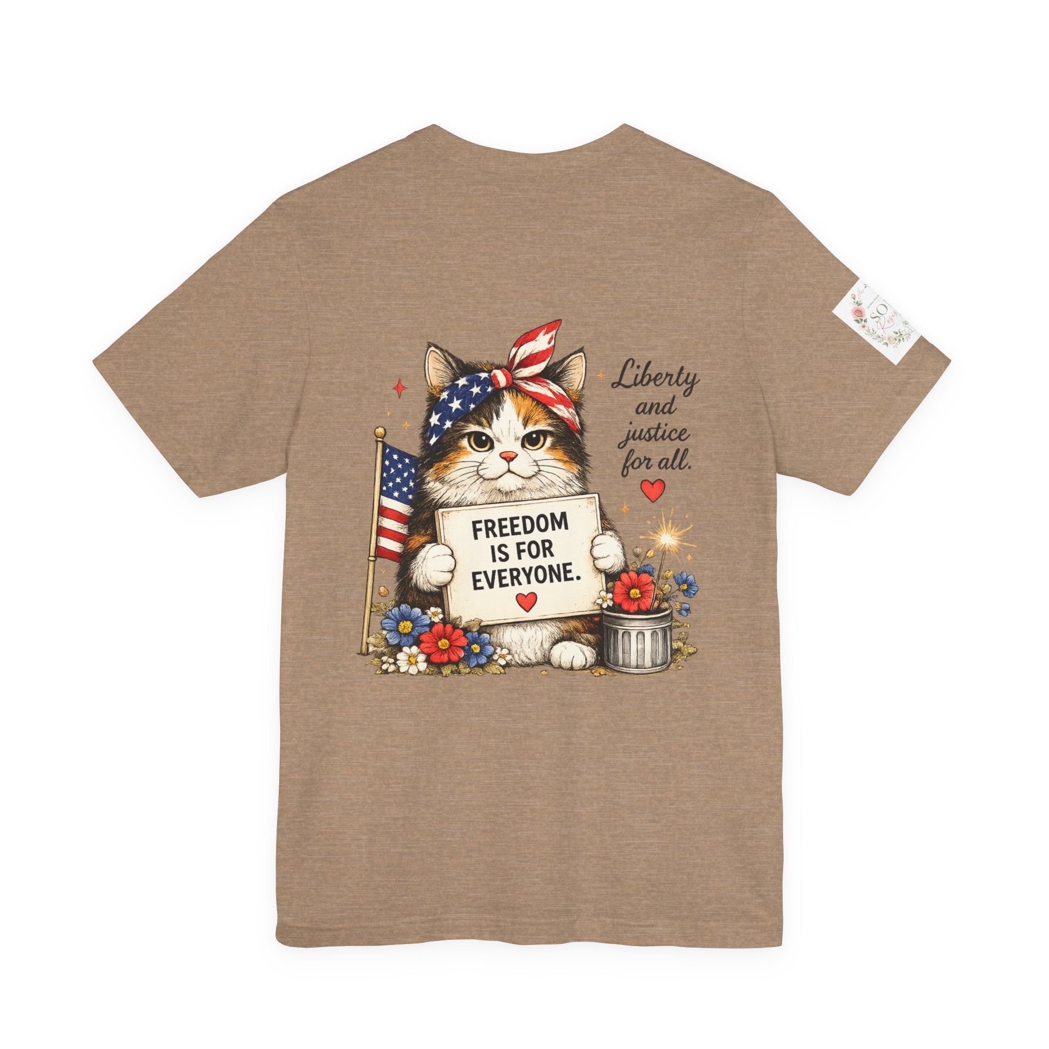 Grumpy Patriotic Kitty T-Shirt - "Freedom Is For Everyone"