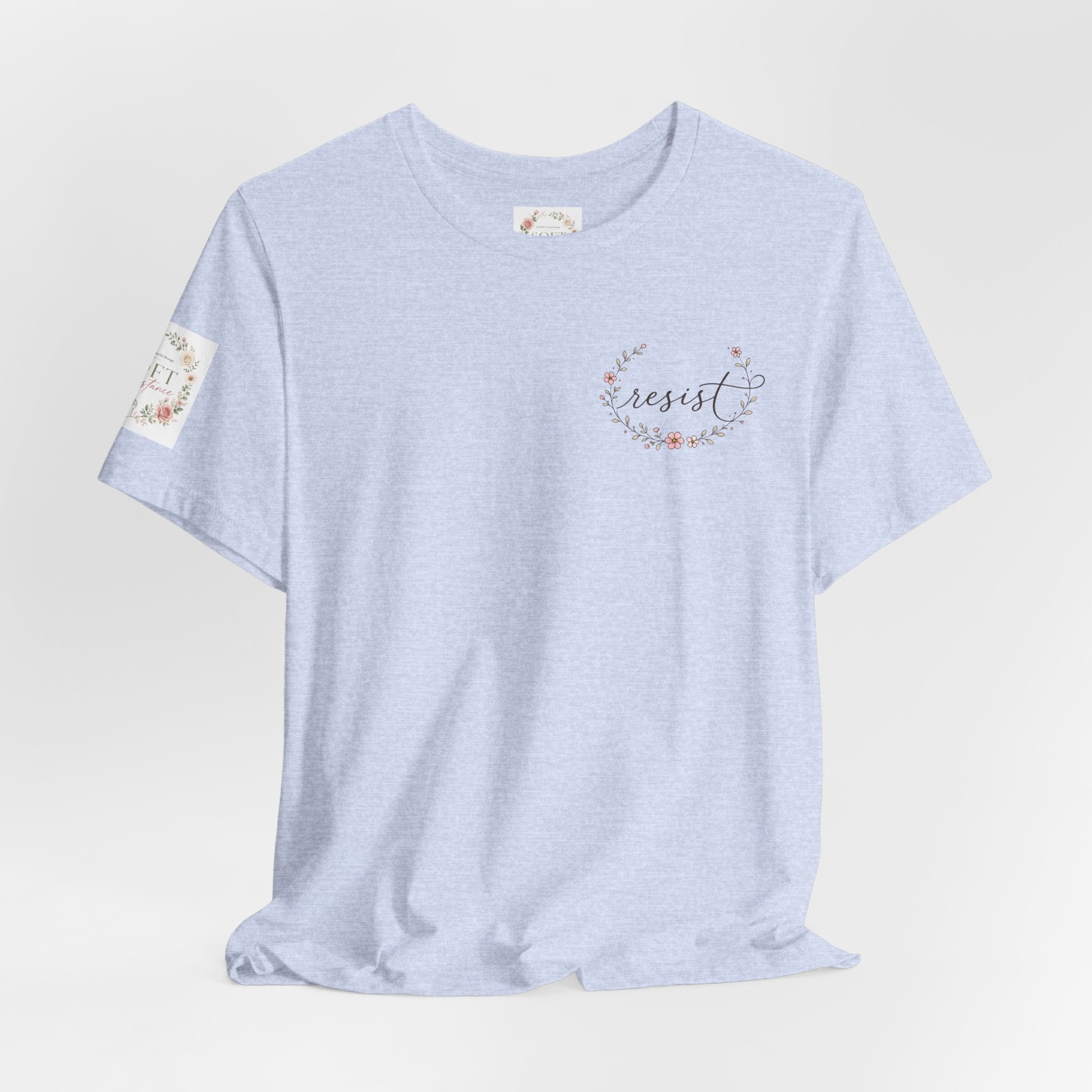 Kitty Resist AI Data Floral Tee — Feminine 'Resist' Graphic T-Shirt