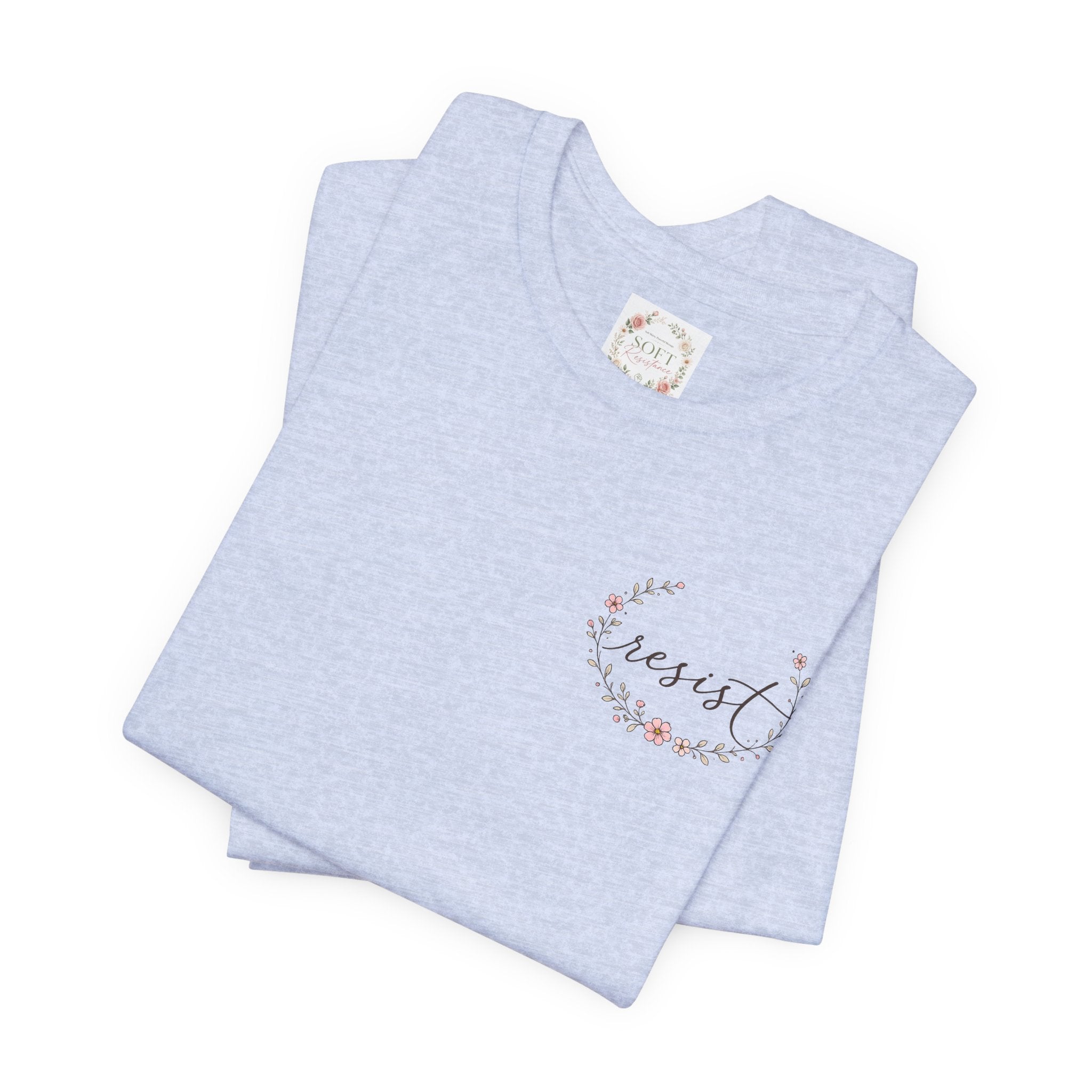 Kitty Resist AI Data Floral Tee — Feminine 'Resist' Graphic T-Shirt