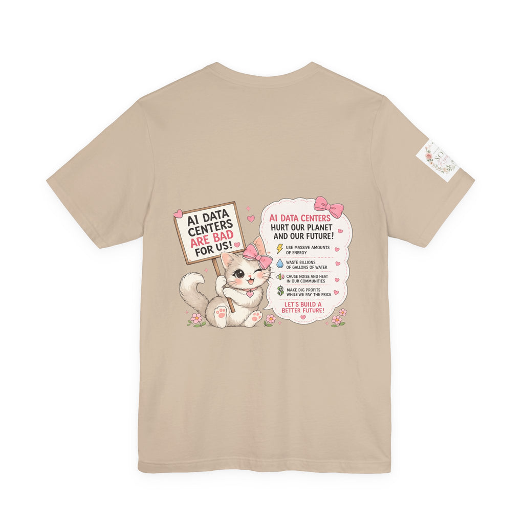 Kitty Resist AI Data Floral Tee — Feminine 'Resist' Graphic T-Shirt