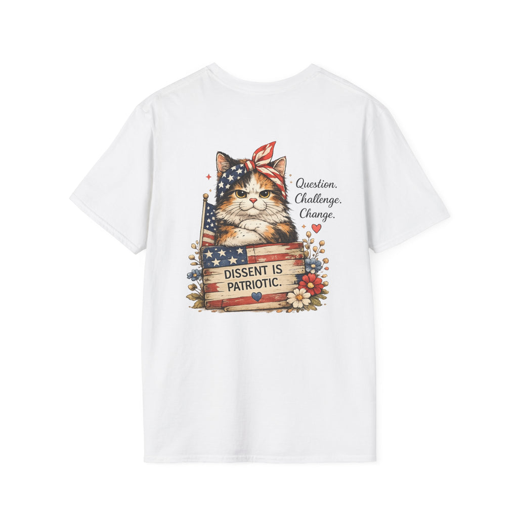 T-Shirt — "Dissent is Patriotic" Floral Minimalist Pocket Tee
