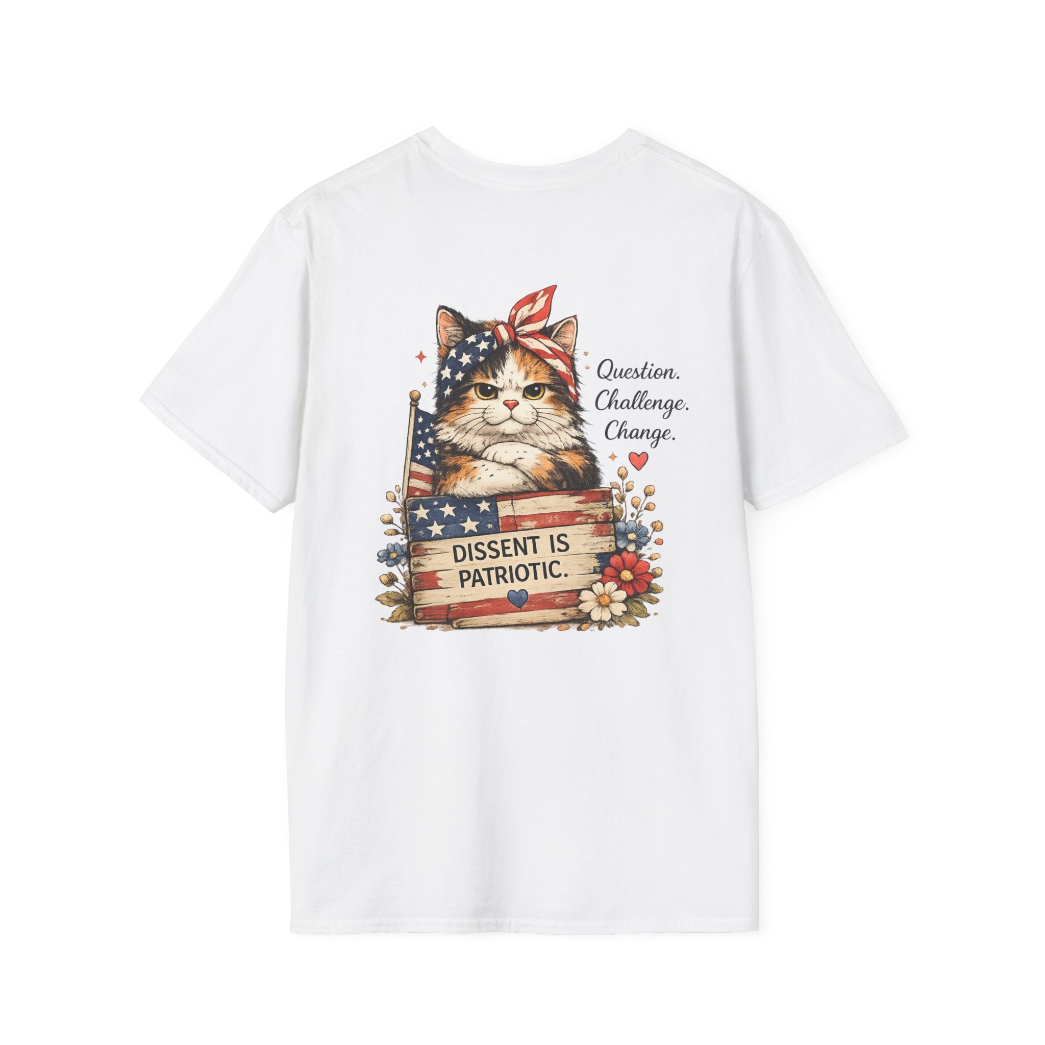 T-Shirt — "Dissent is Patriotic" Floral Minimalist Pocket Tee