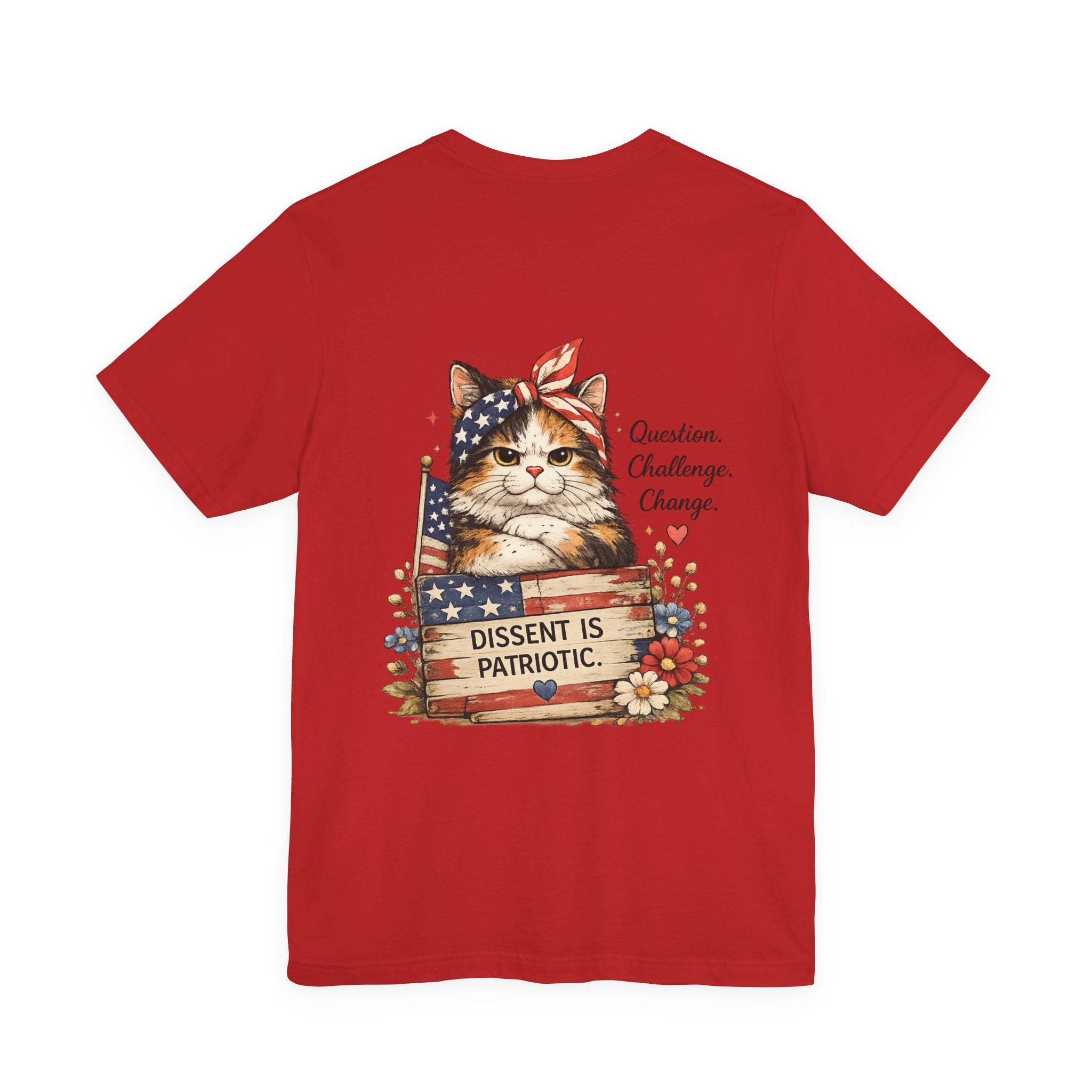 Dissent Is Patriotic Cat Tee — Patriotic Vintage Flag Cat Graphic T-Shirt