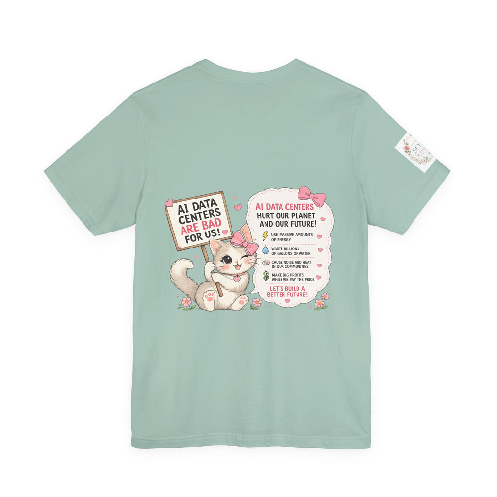 Kitty Resist AI Data Floral Tee — Feminine 'Resist' Graphic T-Shirt