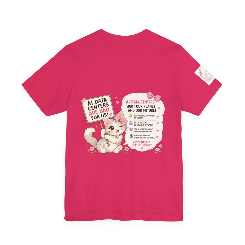 Kitty Resist AI Data Floral Tee — Feminine 'Resist' Graphic T-Shirt