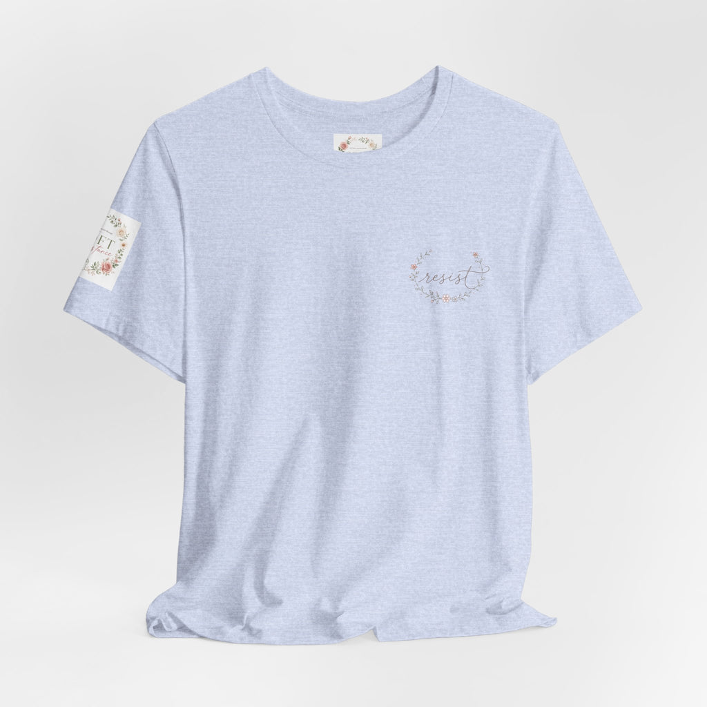 Women's Tee — "Girls Just Wanna Have Due Process" Floral Court Graphic