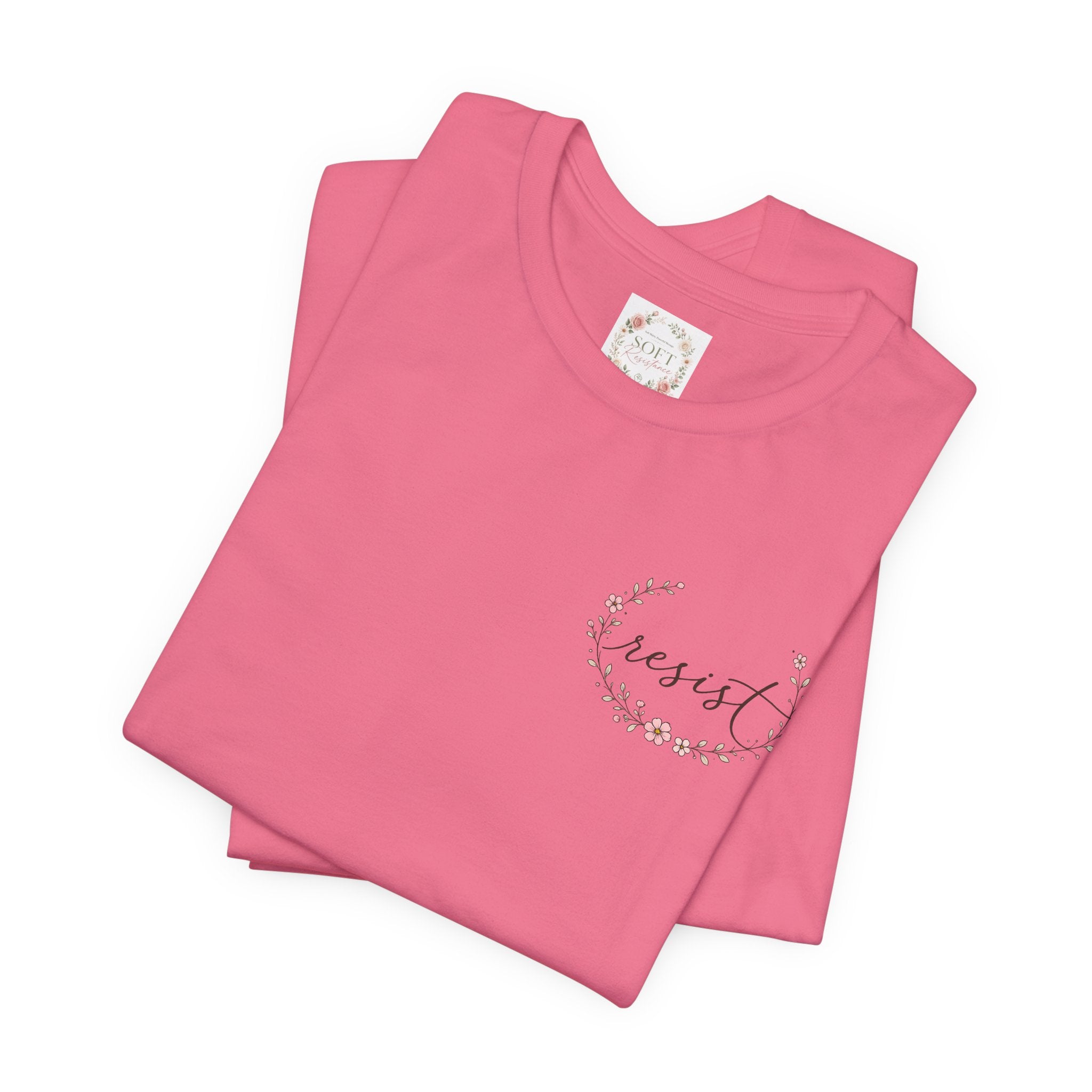 Kitty Resist AI Data Floral Tee — Feminine 'Resist' Graphic T-Shirt