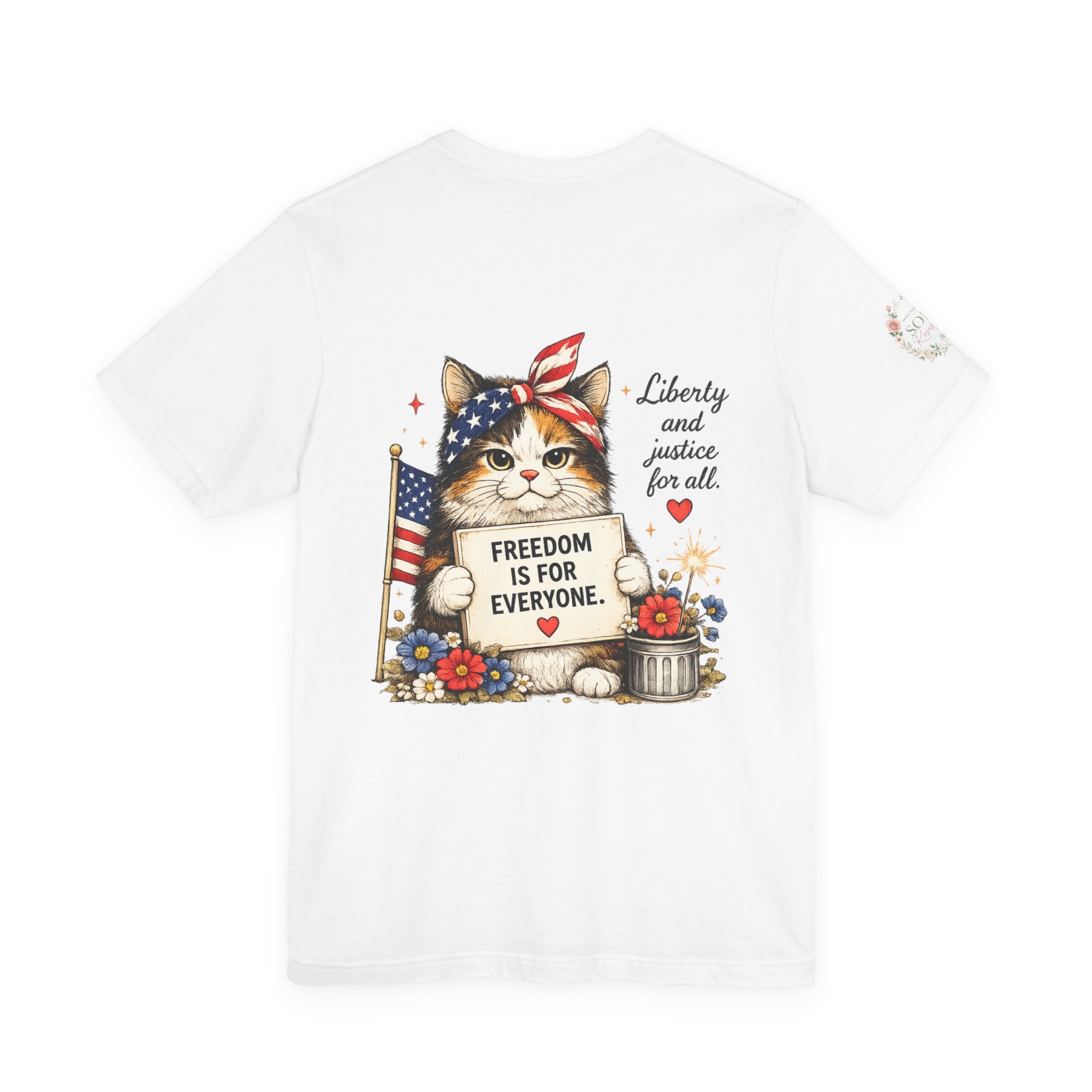 Grumpy Patriotic Kitty T-Shirt - "Freedom Is For Everyone"