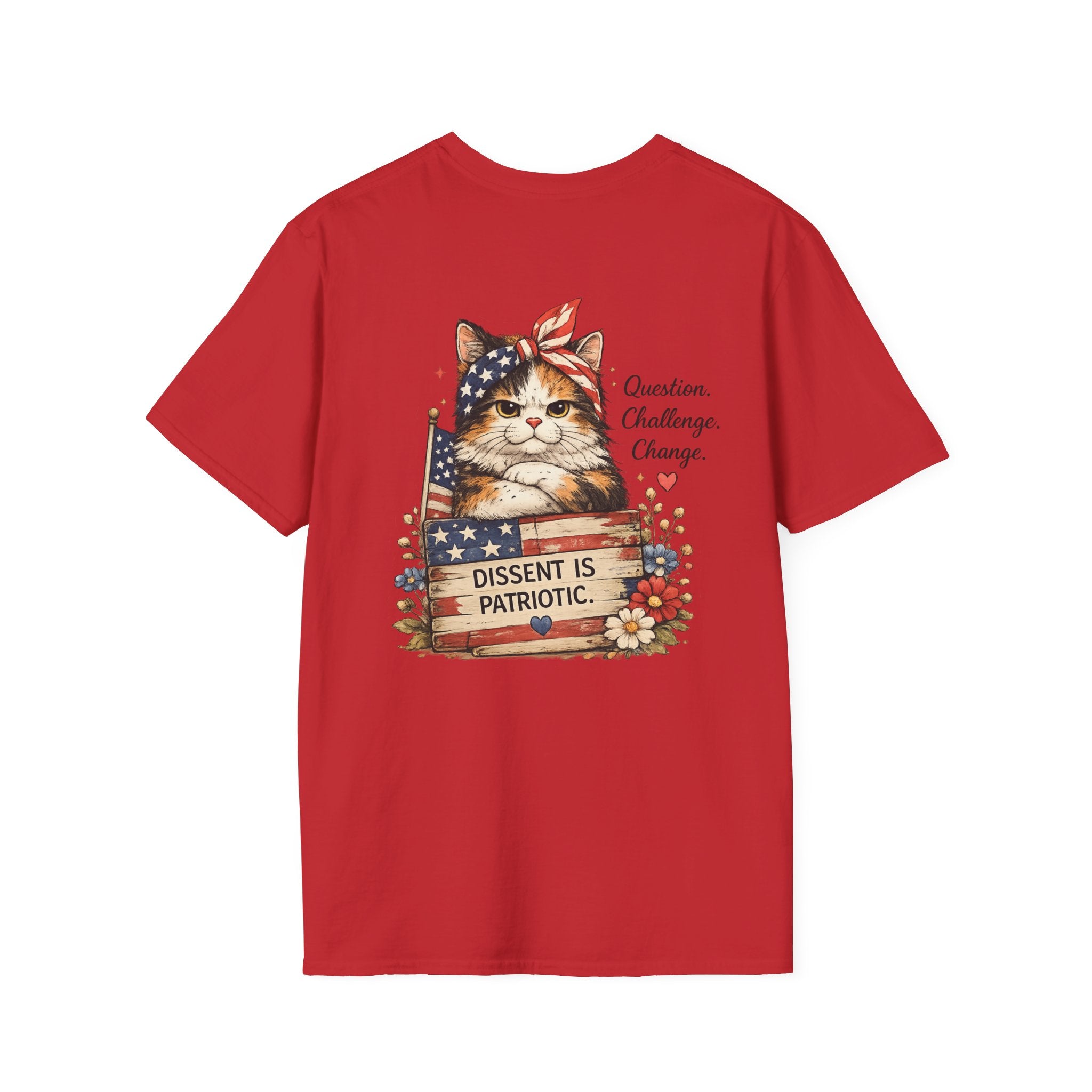 T-Shirt — "Dissent is Patriotic" Floral Minimalist Pocket Tee