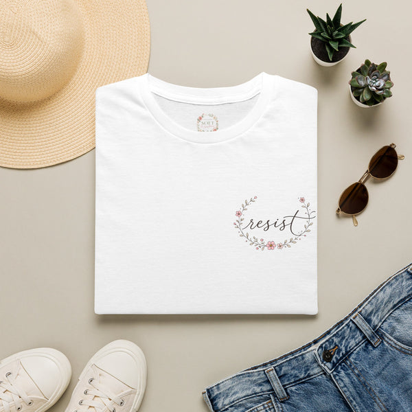 T-Shirt — "Dissent is Patriotic" Floral Minimalist Pocket Tee
