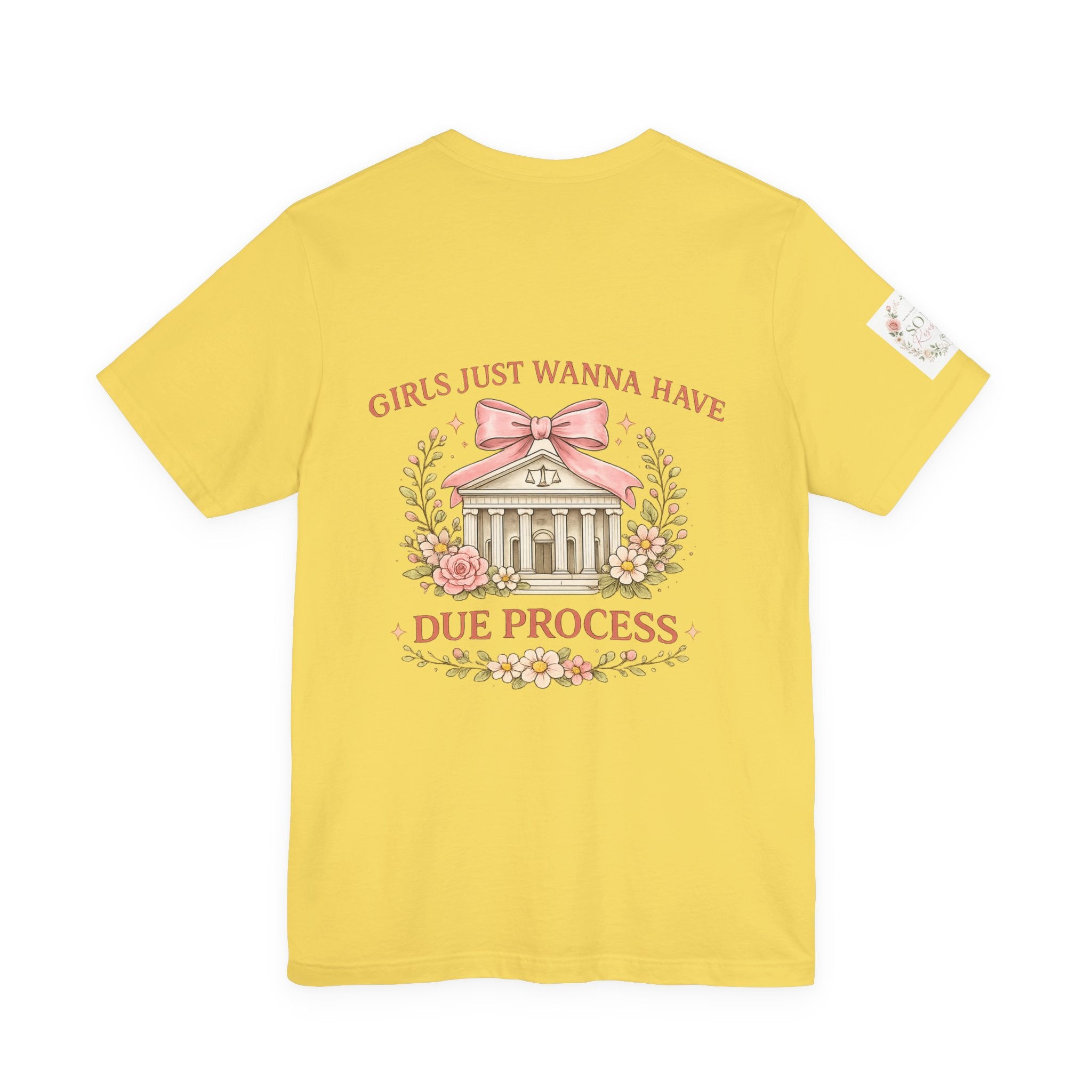 Women's Tee — "Girls Just Wanna Have Due Process" Floral Court Graphic