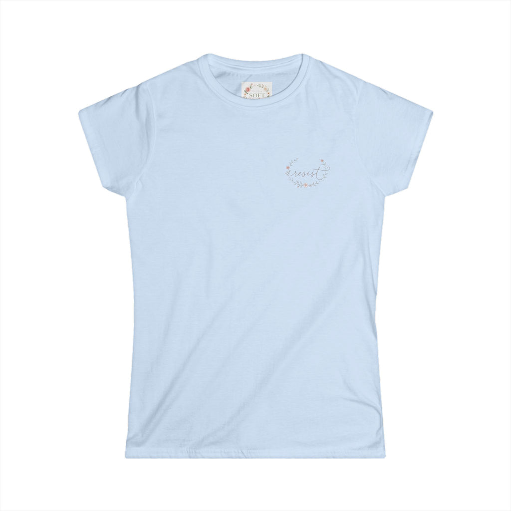 Women's Tee — "Girls Just Wanna Have Due Process" Floral Court Graphic