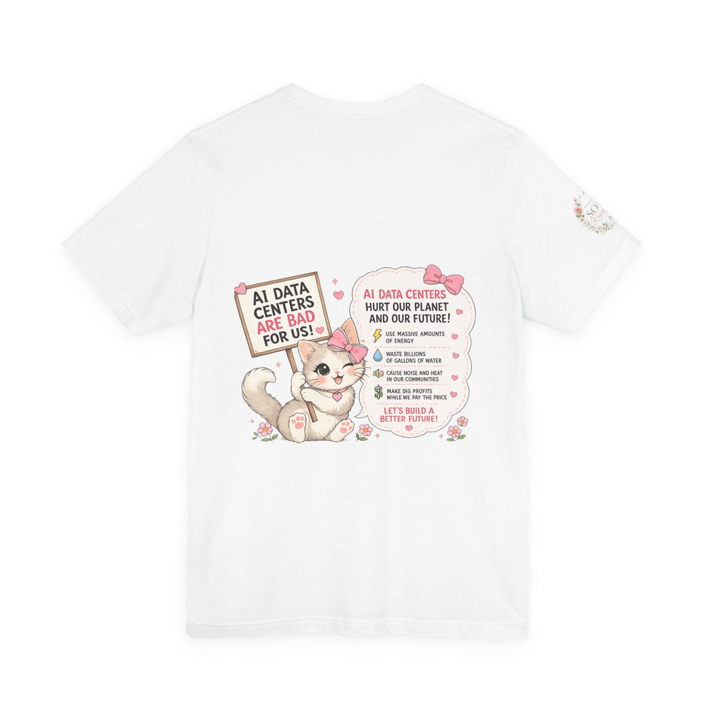 Kitty Resist AI Data Floral Tee — Feminine 'Resist' Graphic T-Shirt