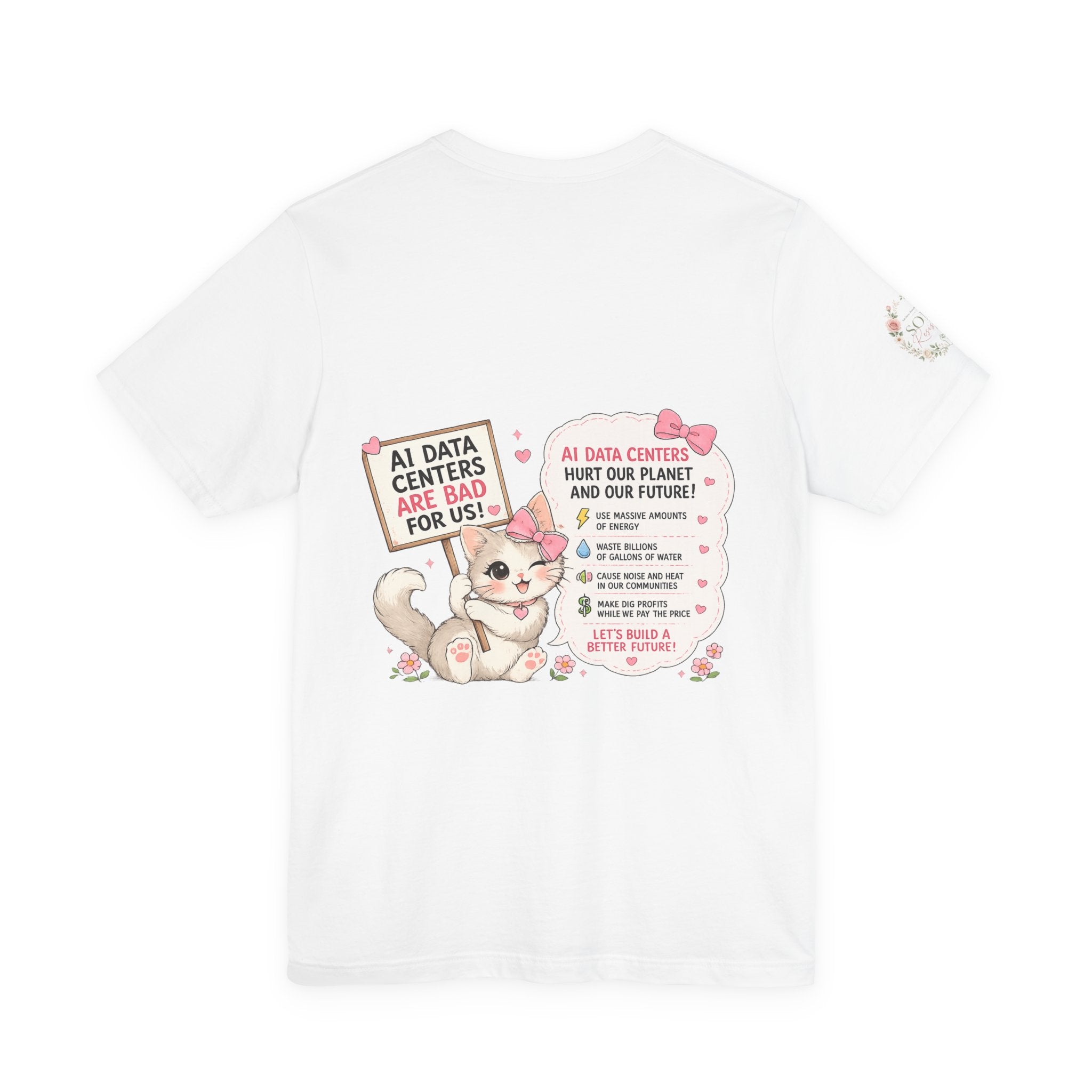 Kitty Resist AI Data Floral Tee — Feminine 'Resist' Graphic T-Shirt
