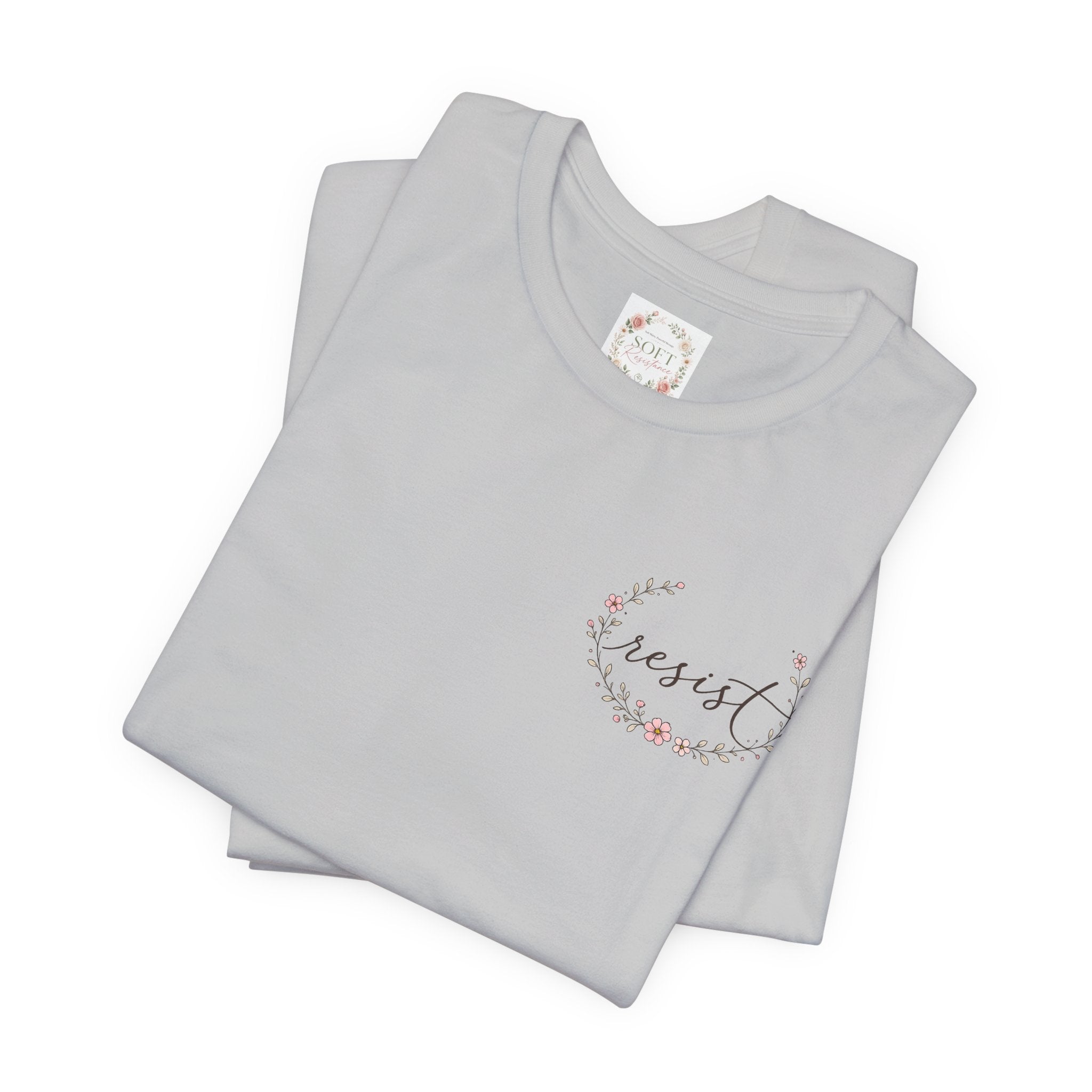 Kitty Resist AI Data Floral Tee — Feminine 'Resist' Graphic T-Shirt
