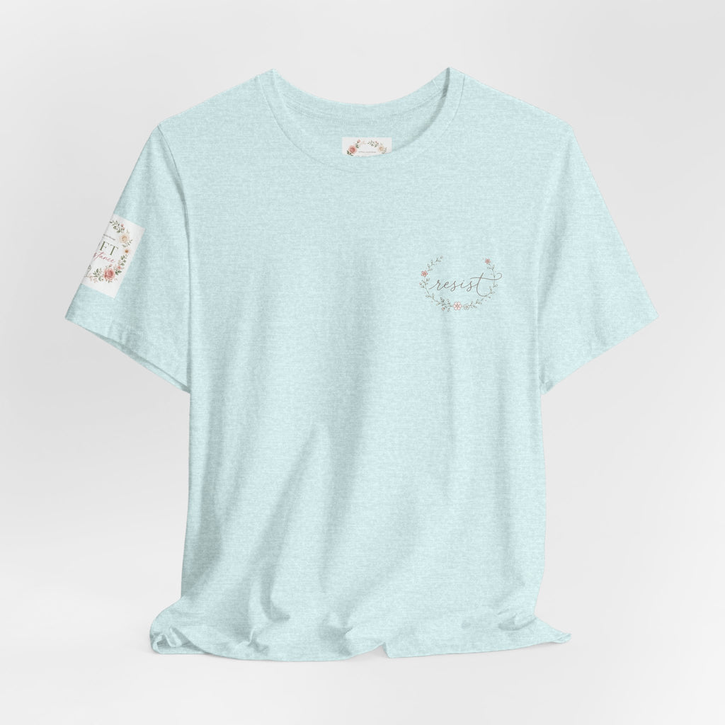Women's Tee — "Girls Just Wanna Have Due Process" Floral Court Graphic