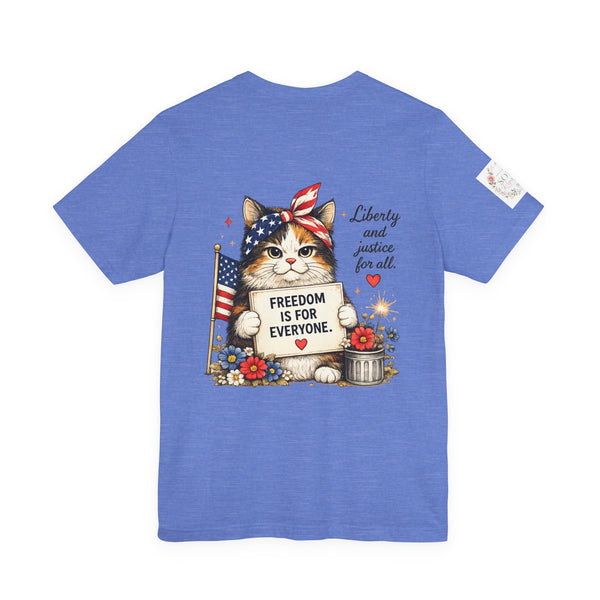 Grumpy Patriotic Kitty T-Shirt - "Freedom Is For Everyone"