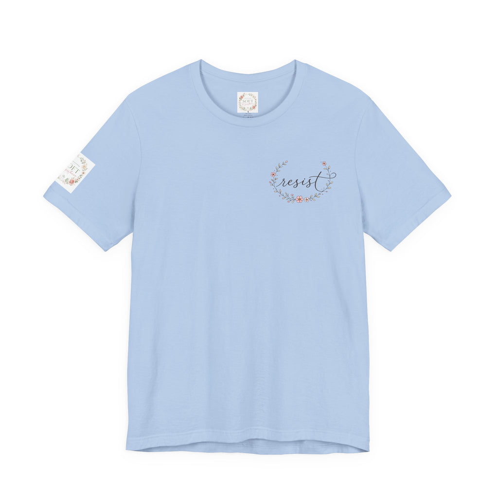Kitty Resist AI Data Floral Tee — Feminine 'Resist' Graphic T-Shirt
