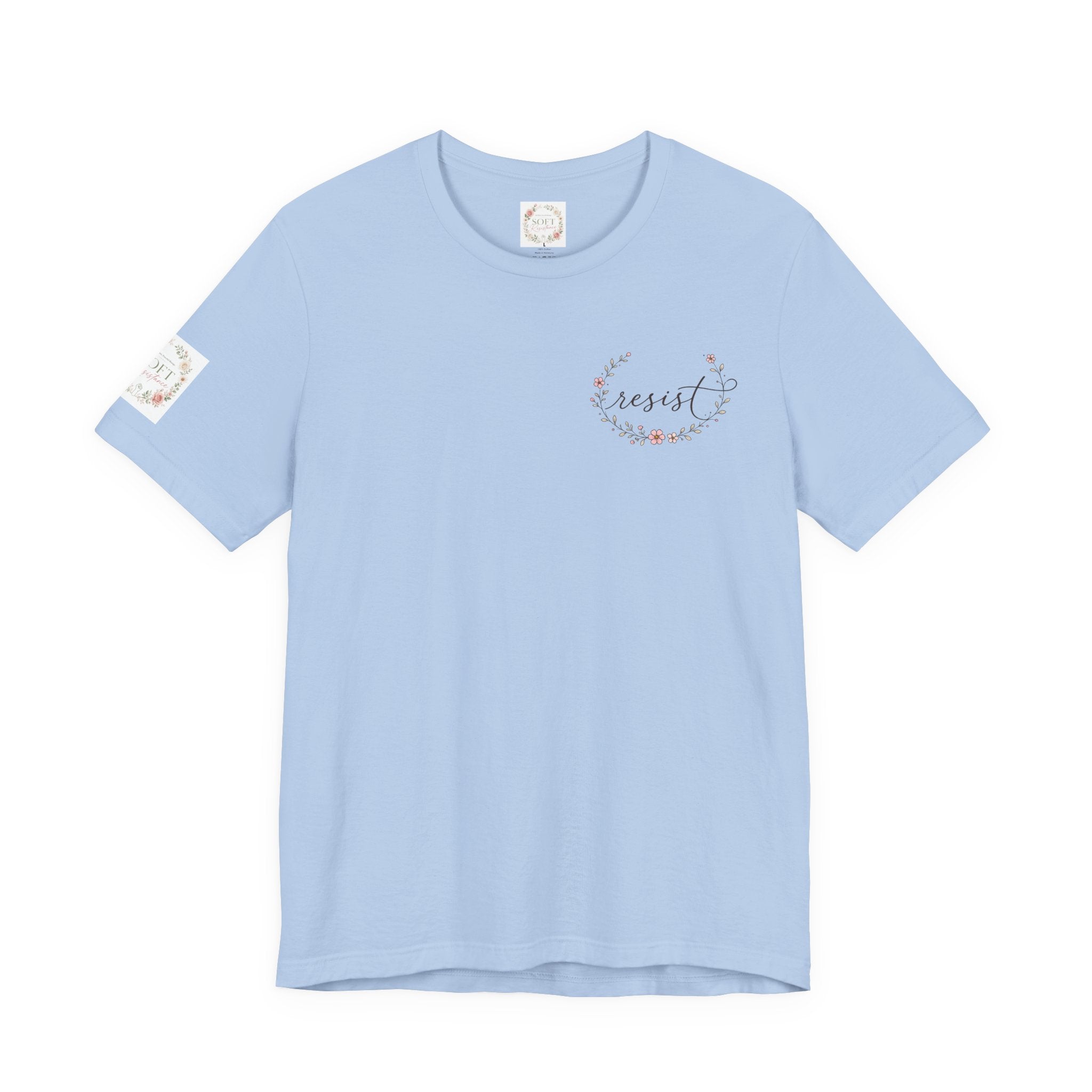 Kitty Resist AI Data Floral Tee — Feminine 'Resist' Graphic T-Shirt