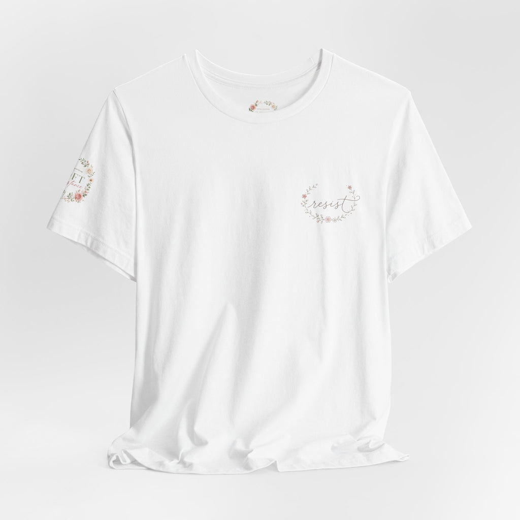 Women's Tee — "Girls Just Wanna Have Due Process" Floral Court Graphic