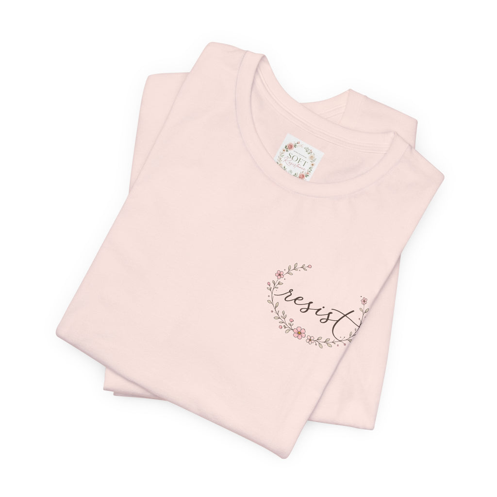 Kitty Resist AI Data Floral Tee — Feminine 'Resist' Graphic T-Shirt