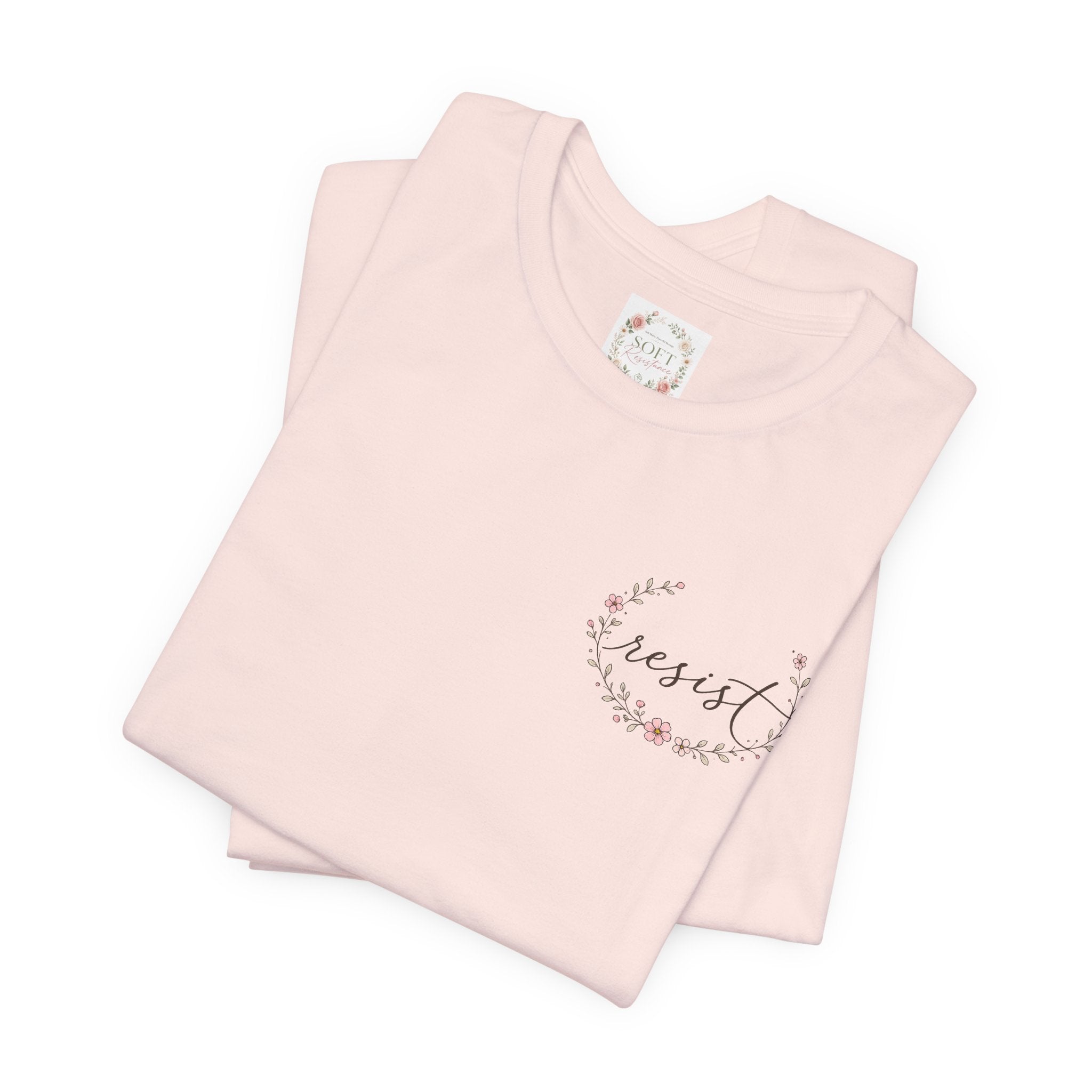 Kitty Resist AI Data Floral Tee — Feminine 'Resist' Graphic T-Shirt