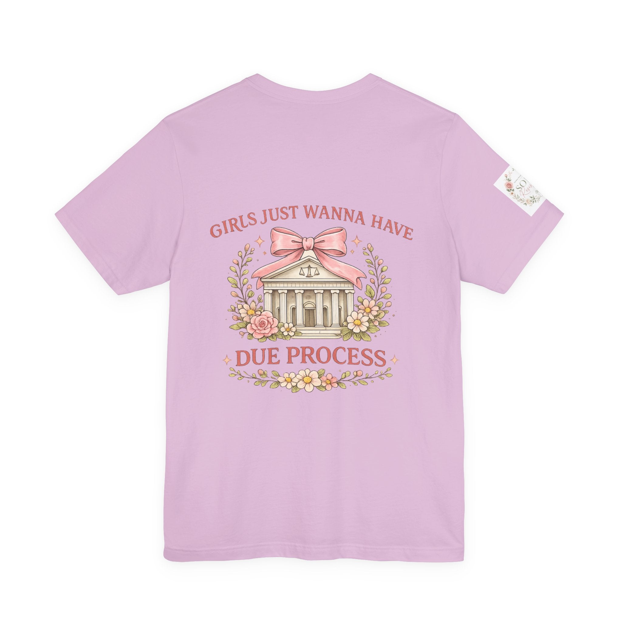 Women's Tee — "Girls Just Wanna Have Due Process" Floral Court Graphic