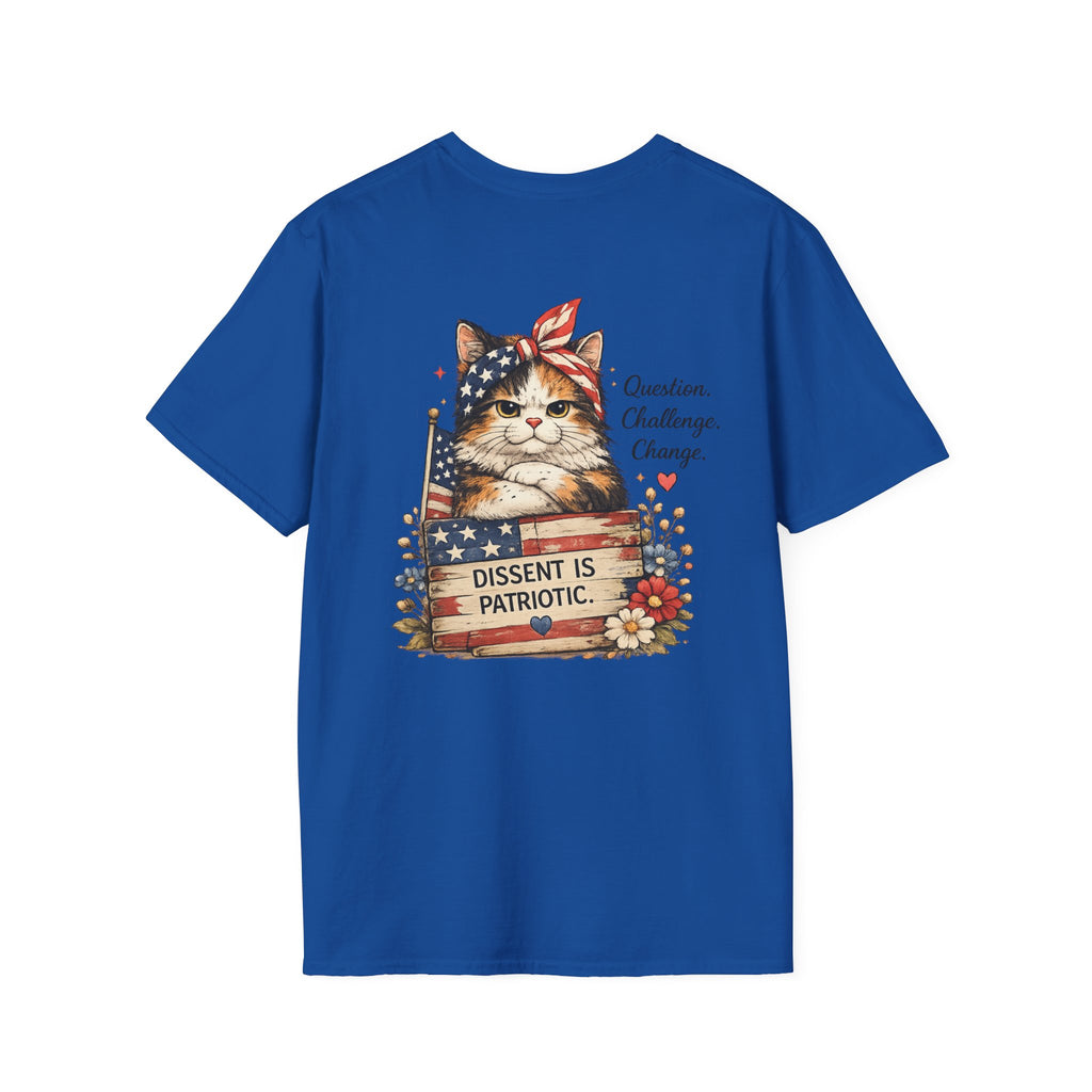 T-Shirt — "Dissent is Patriotic" Floral Minimalist Pocket Tee
