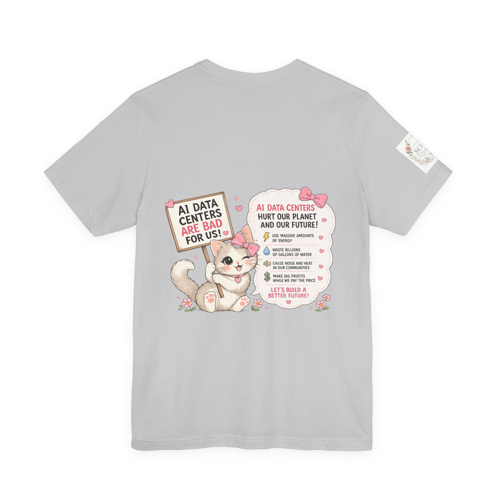 Kitty Resist AI Data Floral Tee — Feminine 'Resist' Graphic T-Shirt