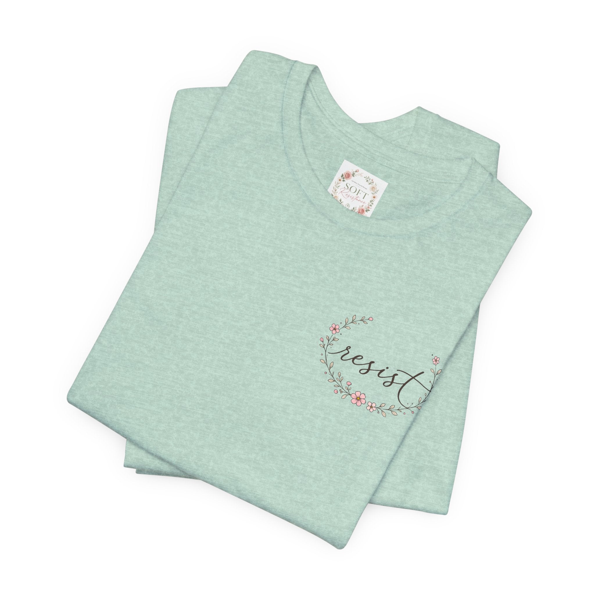 Kitty Resist AI Data Floral Tee — Feminine 'Resist' Graphic T-Shirt