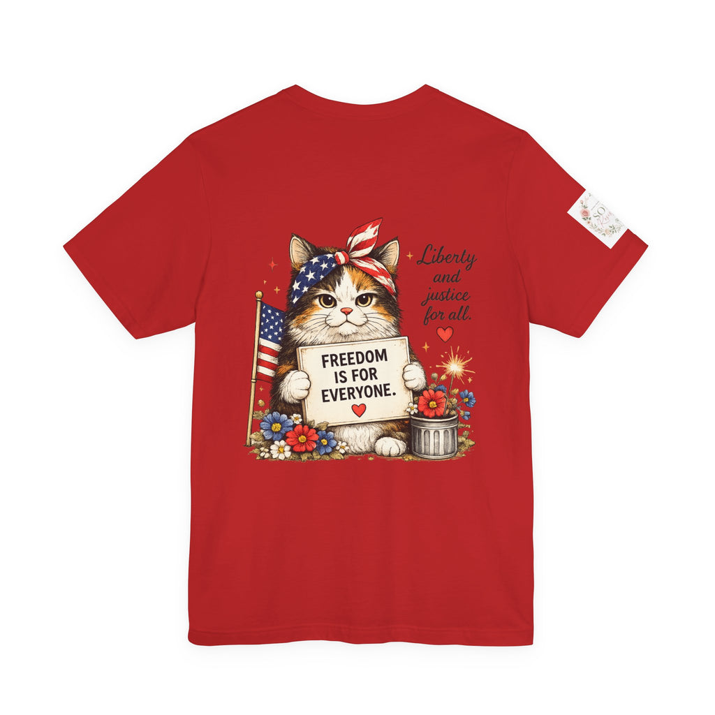 Grumpy Patriotic Kitty T-Shirt - "Freedom Is For Everyone"