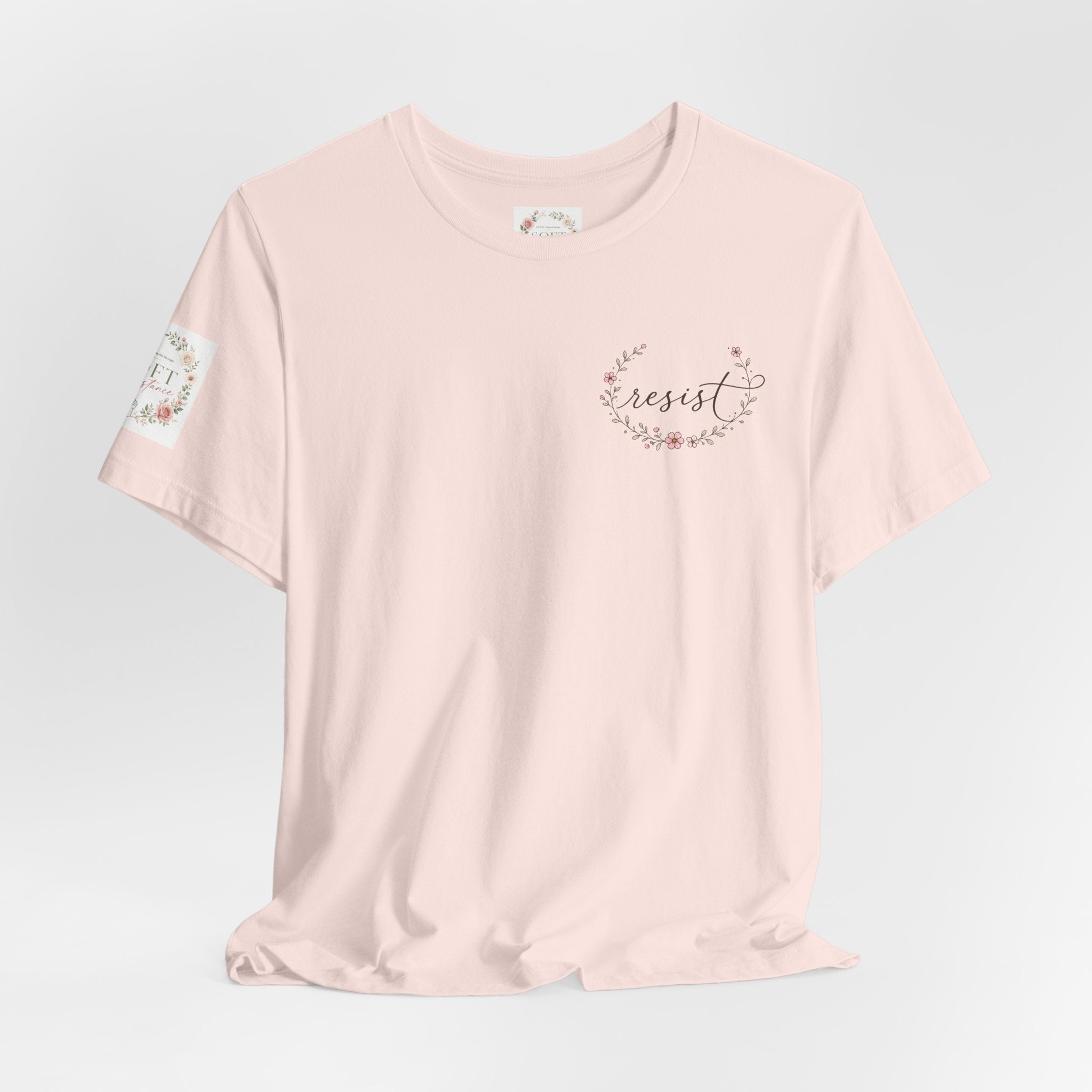 Kitty Resist AI Data Floral Tee — Feminine 'Resist' Graphic T-Shirt