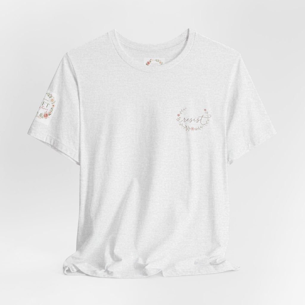 Women's Tee — "Girls Just Wanna Have Due Process" Floral Court Graphic