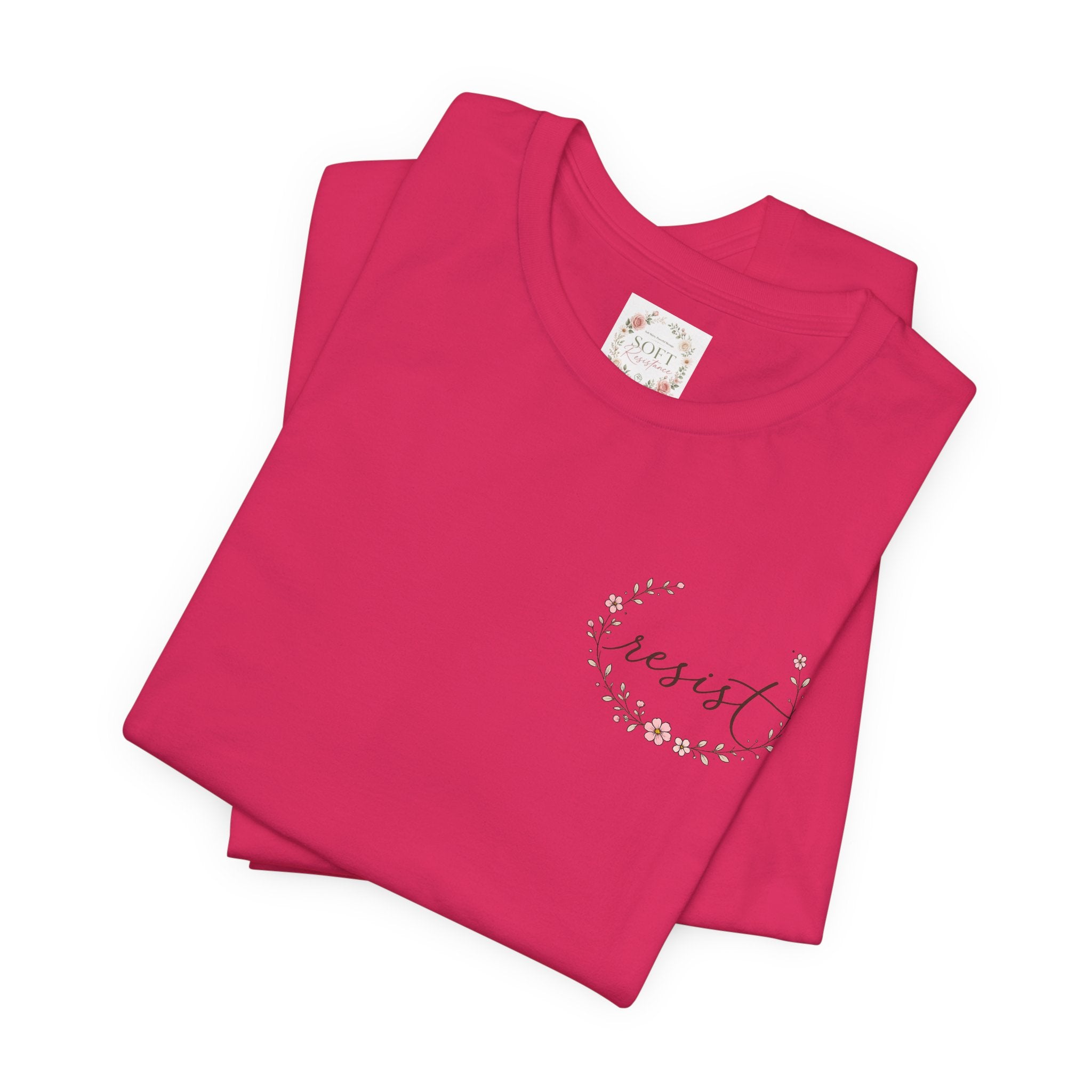 Kitty Resist AI Data Floral Tee — Feminine 'Resist' Graphic T-Shirt