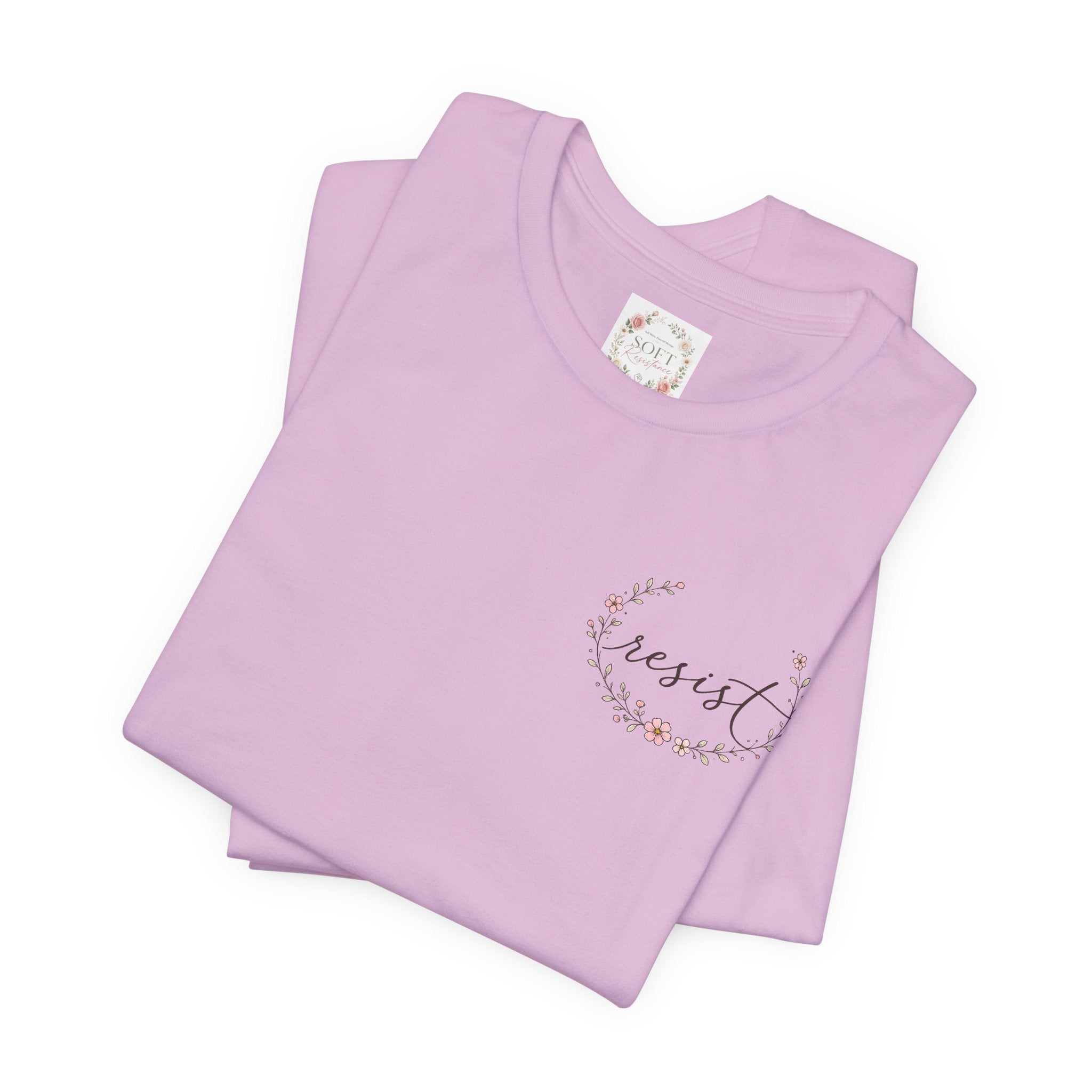 Kitty Resist AI Data Floral Tee — Feminine 'Resist' Graphic T-Shirt
