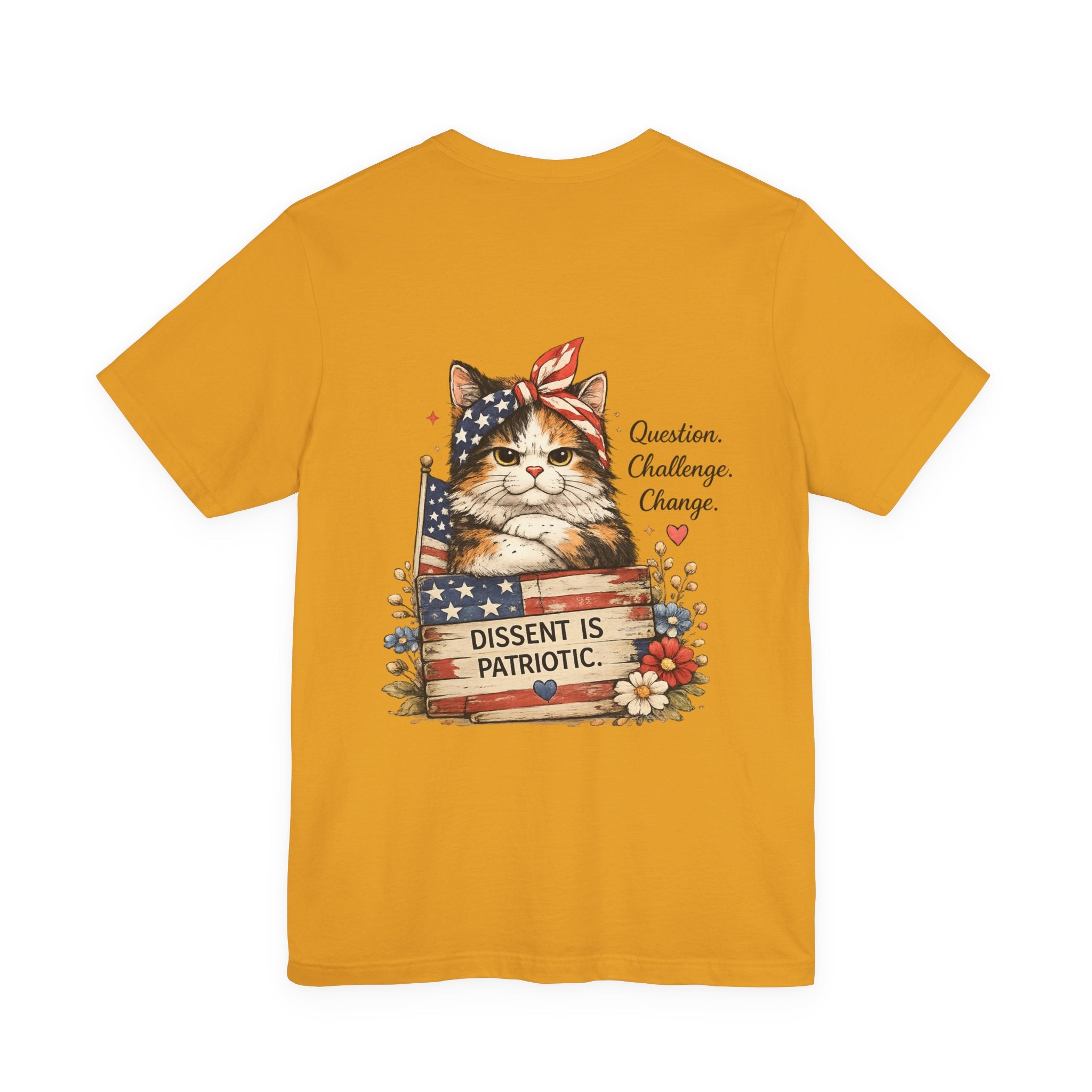 Dissent Is Patriotic Cat Tee — Patriotic Vintage Flag Cat Graphic T-Shirt